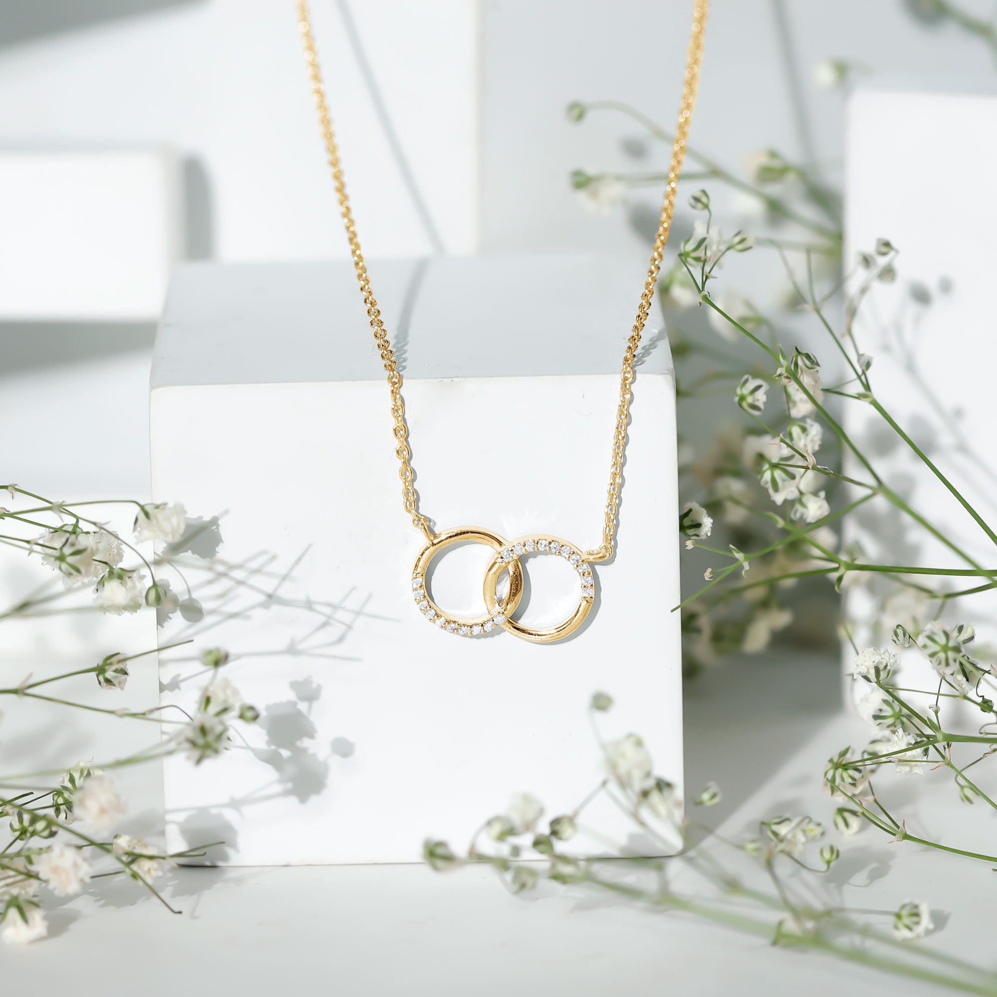 Certified Diamond Circle Pendant Necklace Natural - ( HI-SI ) - Rosec Jewels