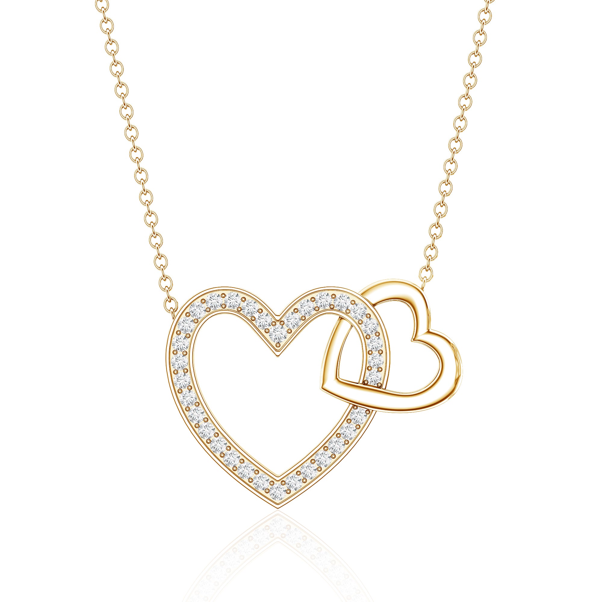 Diamond 2 Heart Promise Necklace Natural - ( HI-SI ) - Rosec Jewels