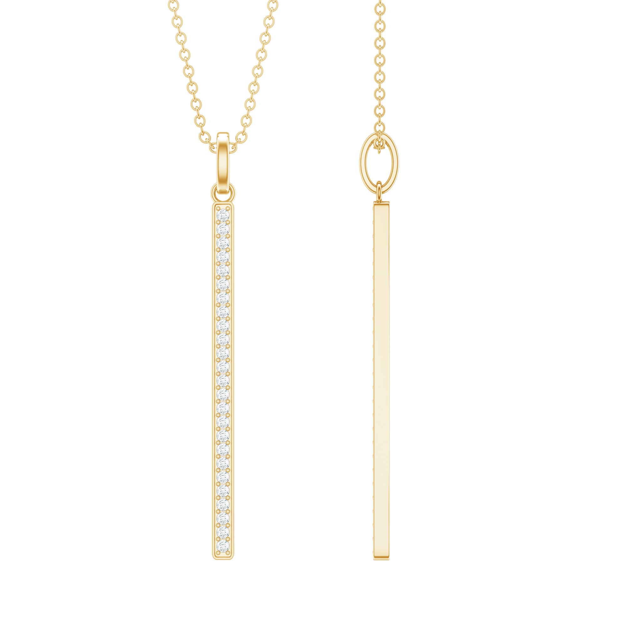 Rosec Jewels-1/4 CT Diamond Vertical Bar Drop Pendant