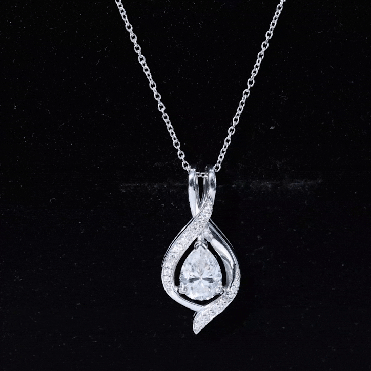 1.25 CT Certified Moissanite Teardrop Necklace for Women D-VS1 - Rosec Jewels
