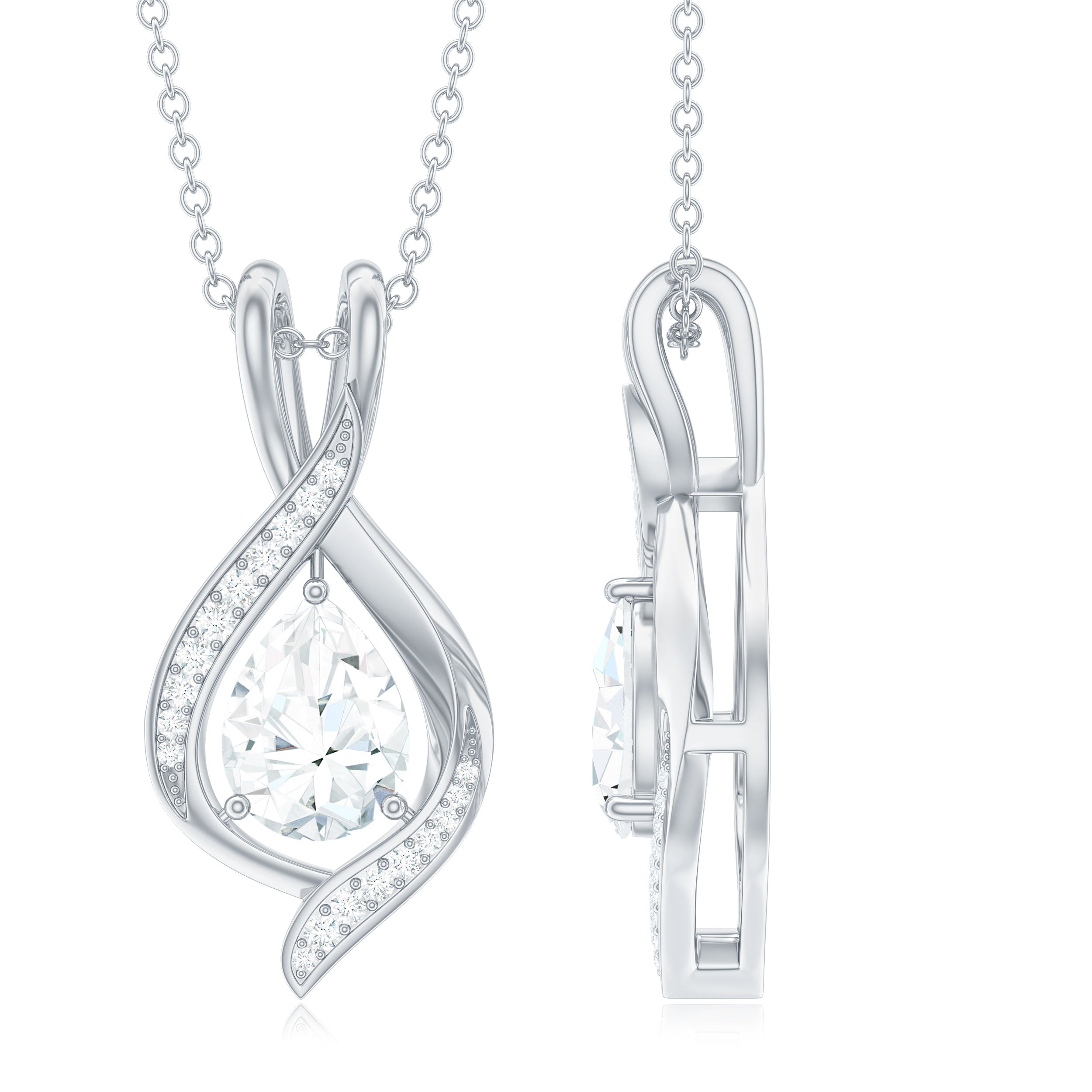 1.25 CT Certified Moissanite Teardrop Necklace for Women D-VS1 - Rosec Jewels