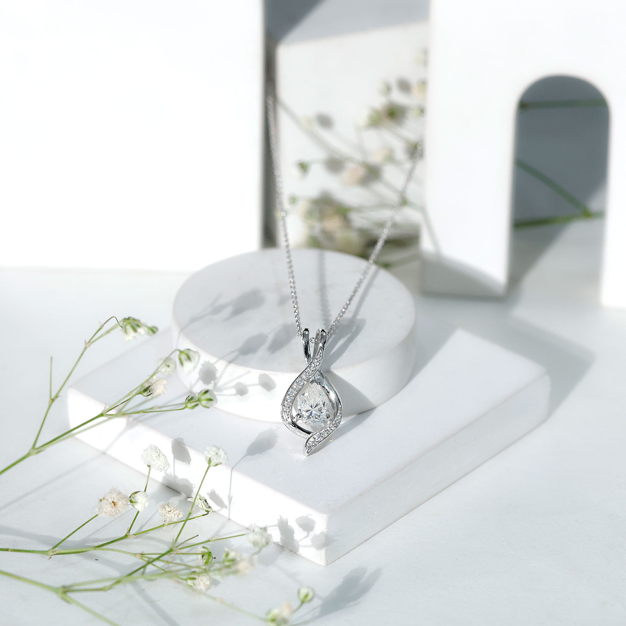 1.25 CT Certified Moissanite Teardrop Necklace for Women D-VS1 - Rosec Jewels