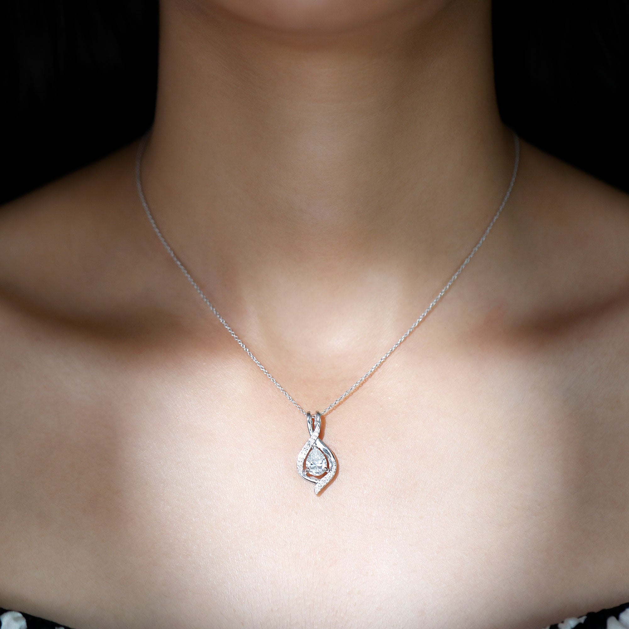 1.25 CT Certified Moissanite Teardrop Necklace for Women D-VS1 - Rosec Jewels