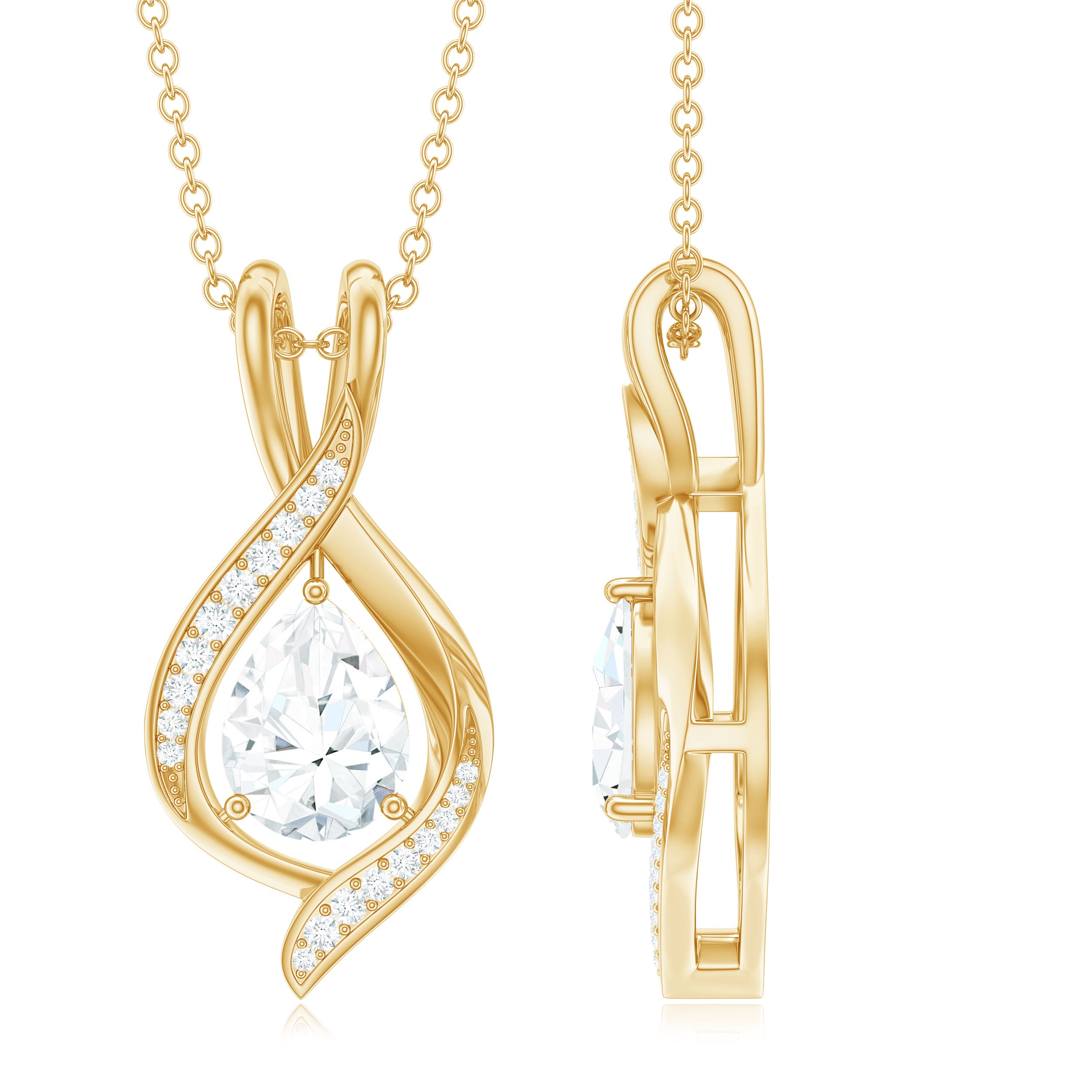 1.25 CT Certified Moissanite Teardrop Necklace for Women D-VS1 - Rosec Jewels