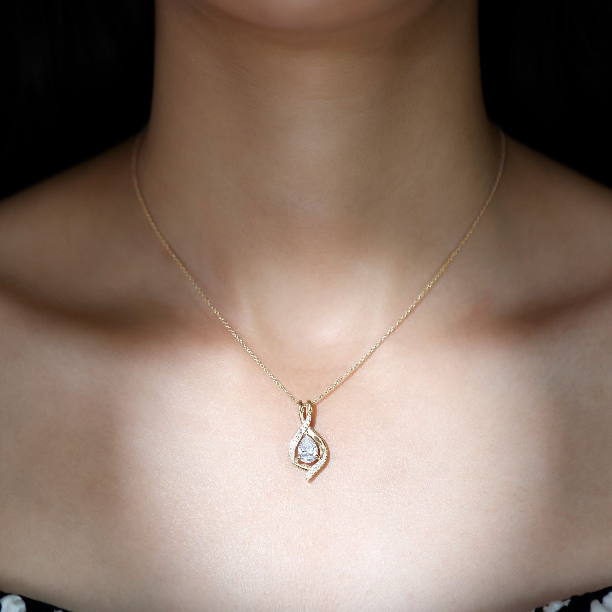 1.25 CT Certified Moissanite Teardrop Necklace for Women D-VS1 - Rosec Jewels