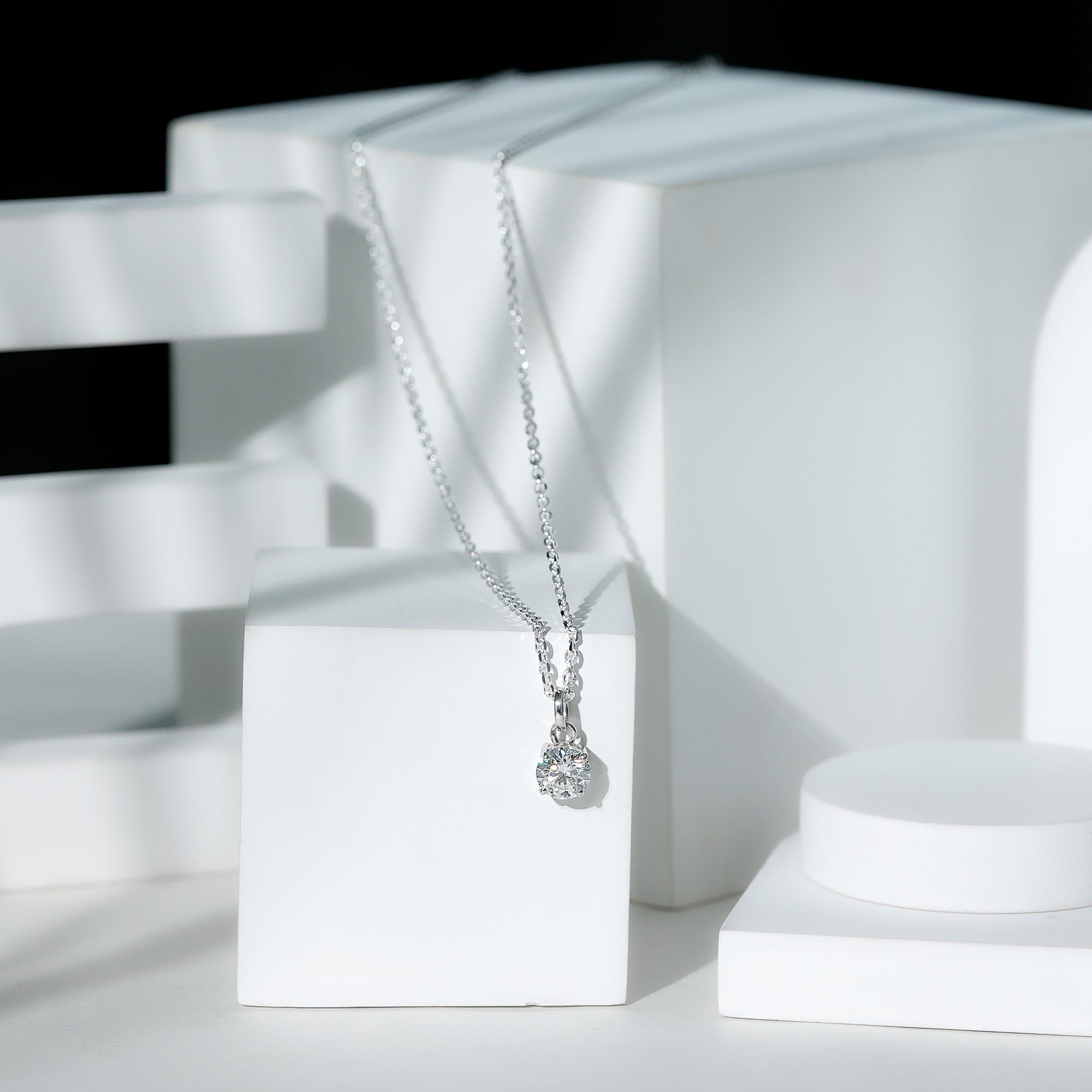 1.36 Carat Round Moissanite Solitaire Pendant Necklace in Prong Setting D-VS1 - Rosec Jewels