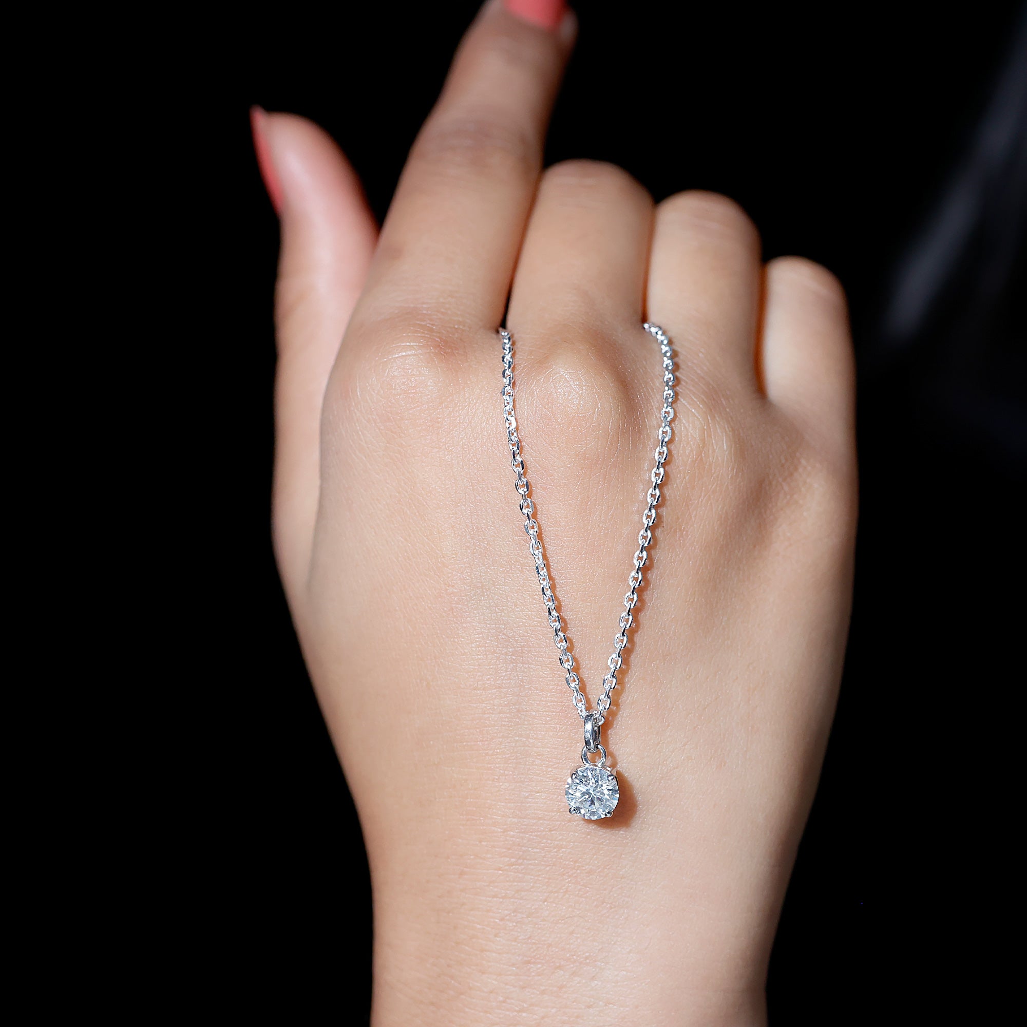 1.36 Carat Round Moissanite Solitaire Pendant Necklace in Prong Setting D-VS1 - Rosec Jewels