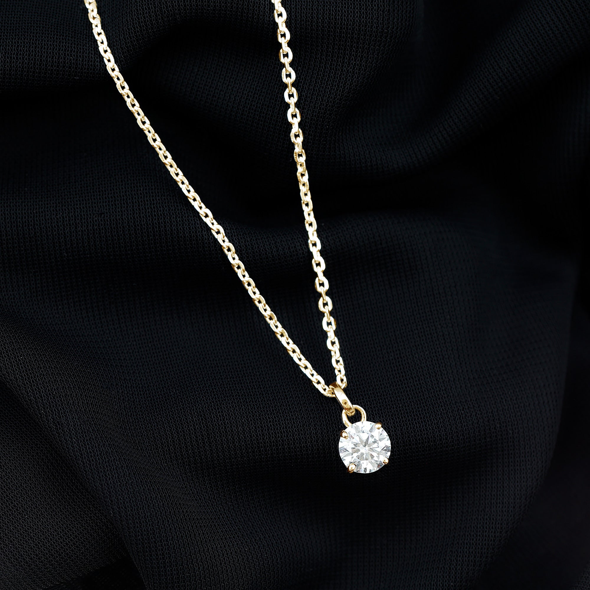 1.36 Carat Round Moissanite Solitaire Pendant Necklace in Prong Setting D-VS1 - Rosec Jewels
