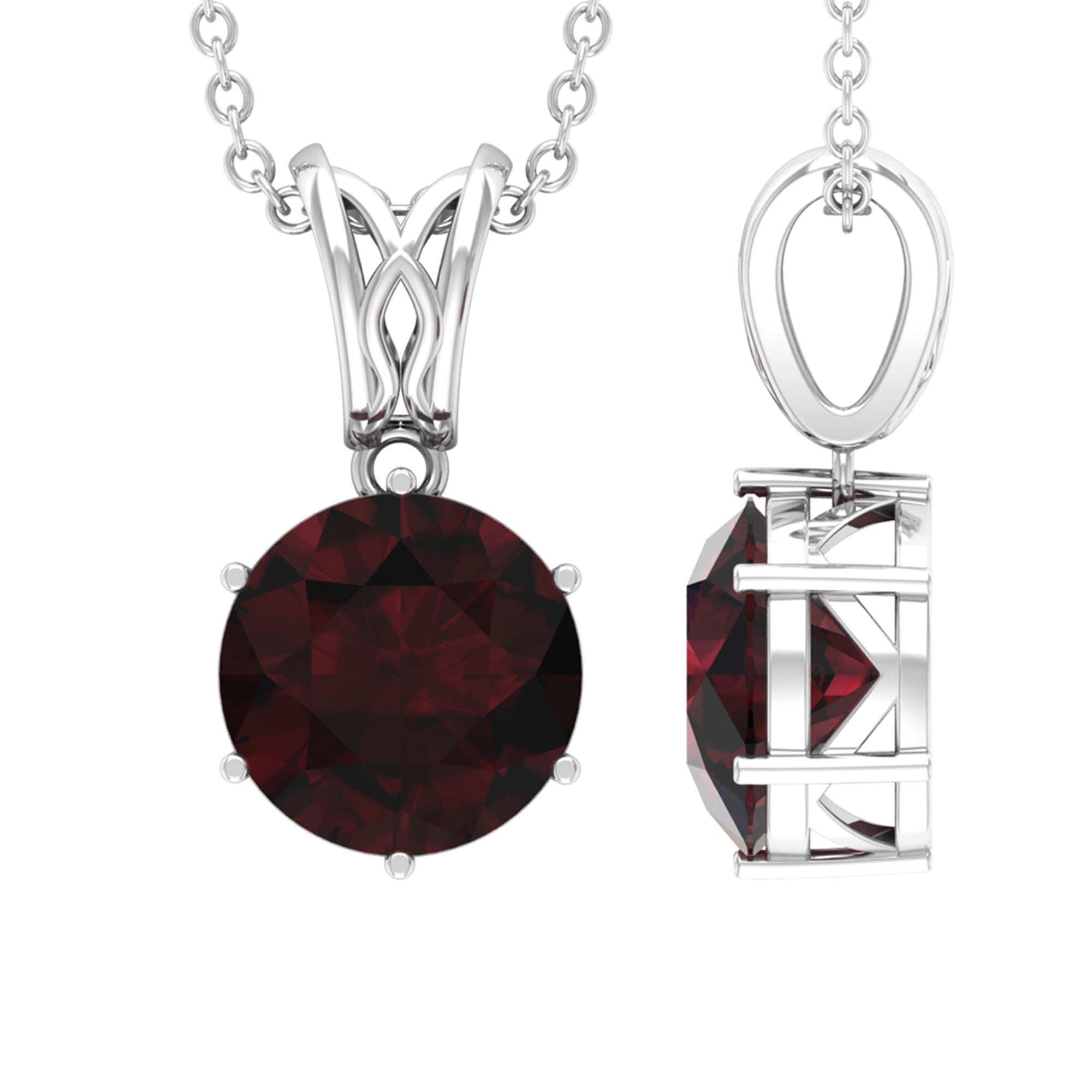 2.3 Carat Garnet Solitaire Pendant with Decorative Bail AAA - Rosec Jewels