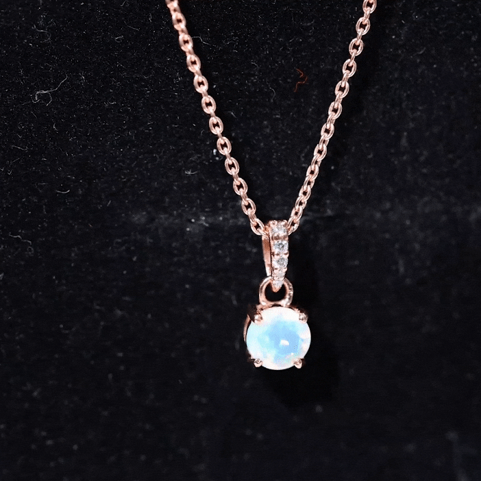 Round Shape Ethiopian Opal Pendant with Diamond Bail AAA - Rosec Jewels