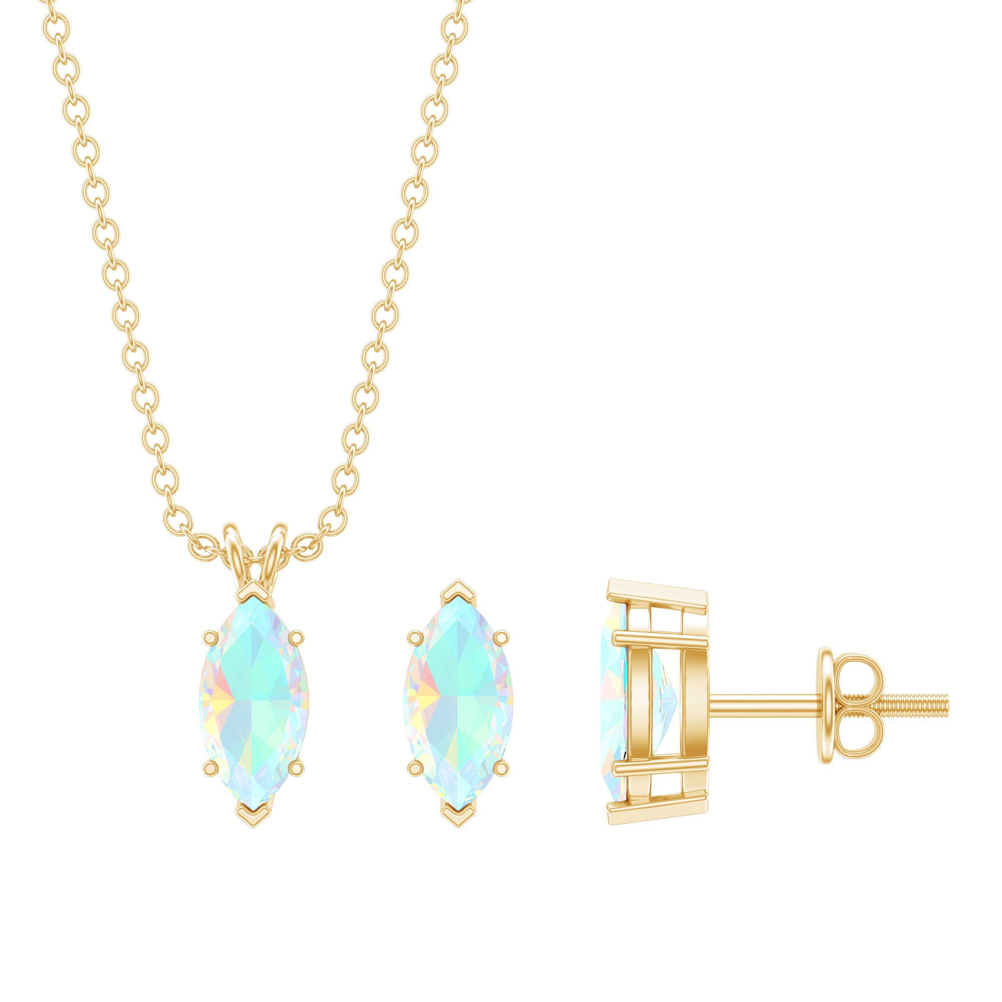 Marquise Cut 4X8 MM Ethiopian Opal Solitaire Jewelry Set AAA - Rosec Jewels