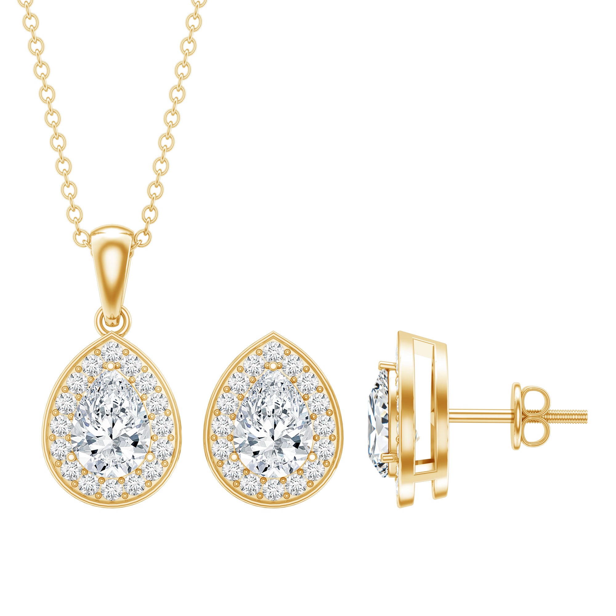Certified Moissanite Teardrop Jewelry Set D-VS1 - Rosec Jewels