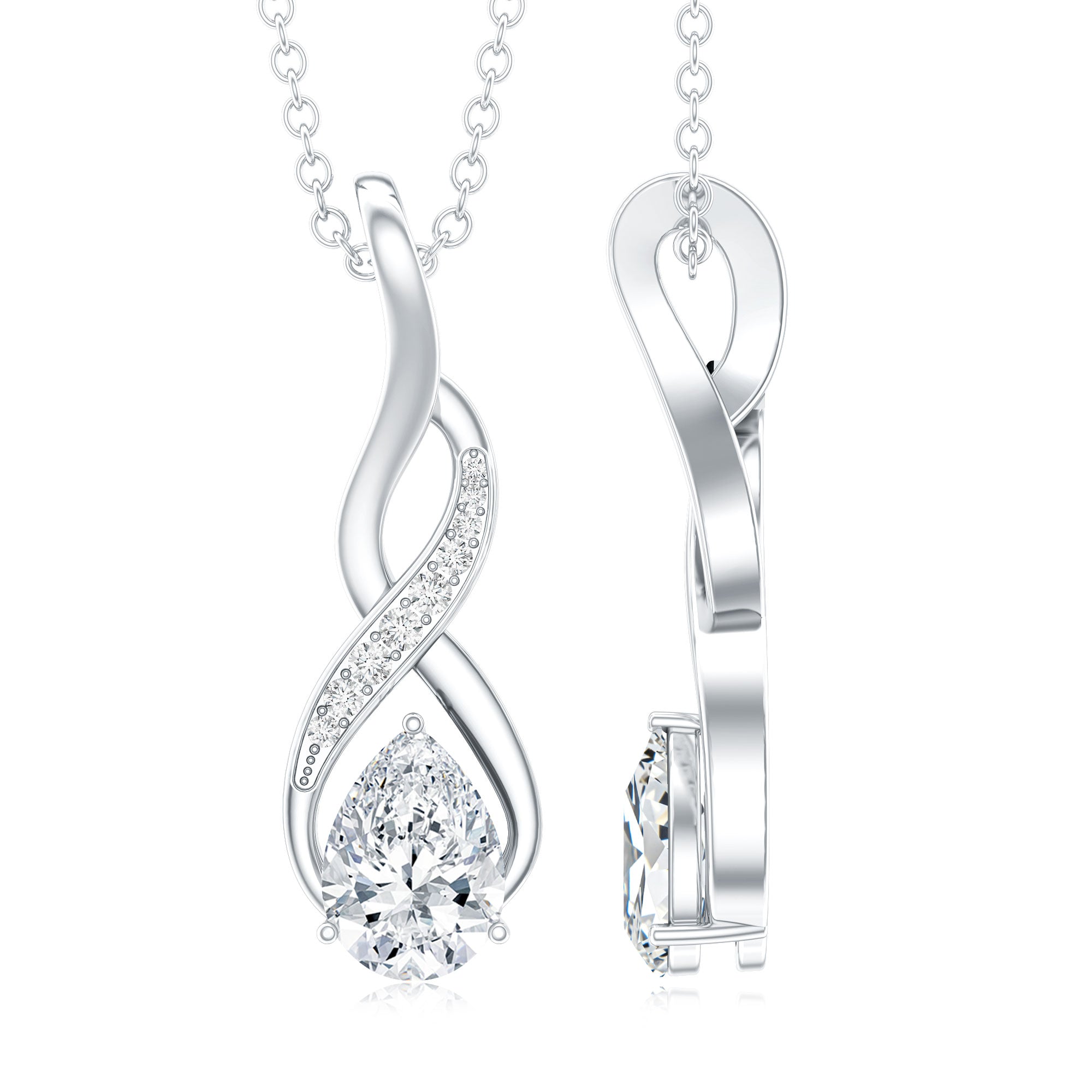 Certified Pear Shape Moissanite Infinity Pendant for Women D-VS1 - Rosec Jewels