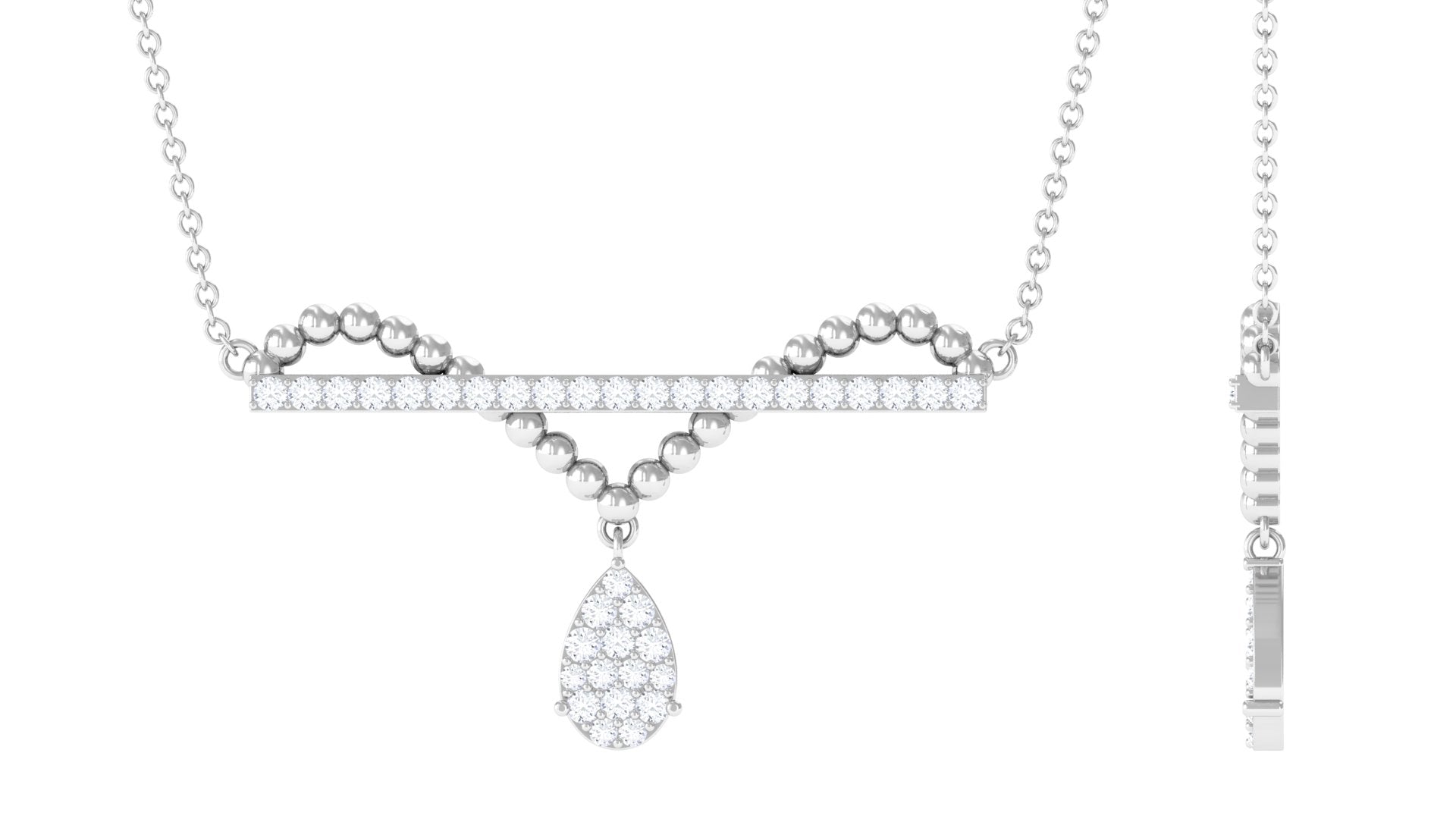 Real Diamond Bar Drop Designer Necklace