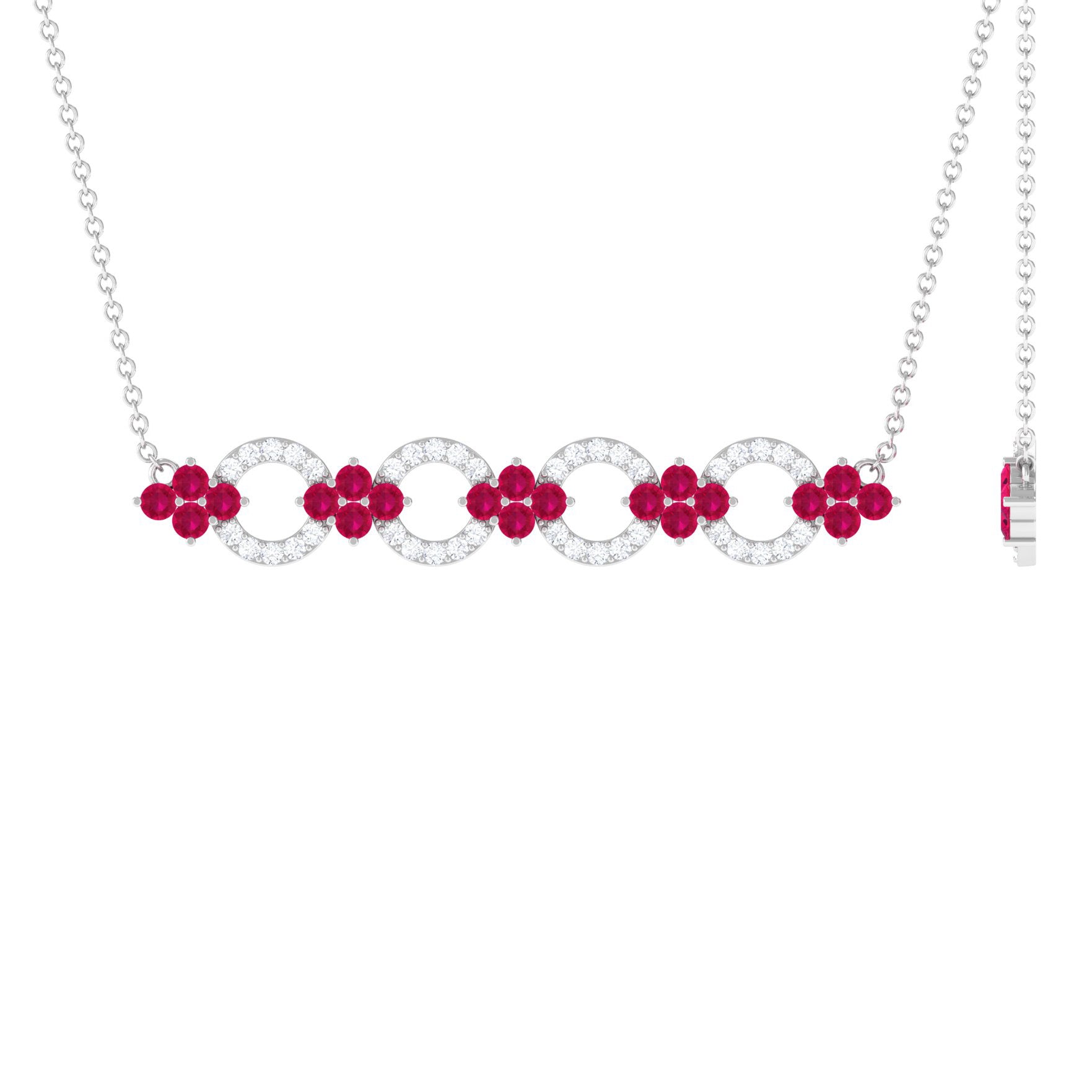 1.75 CT Ruby and Diamond Bridal Bar Necklace