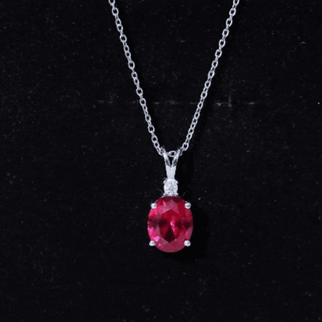 4 Carat Lab Created Ruby Bridal Necklace with Chain AAAA - Rosec Jewels