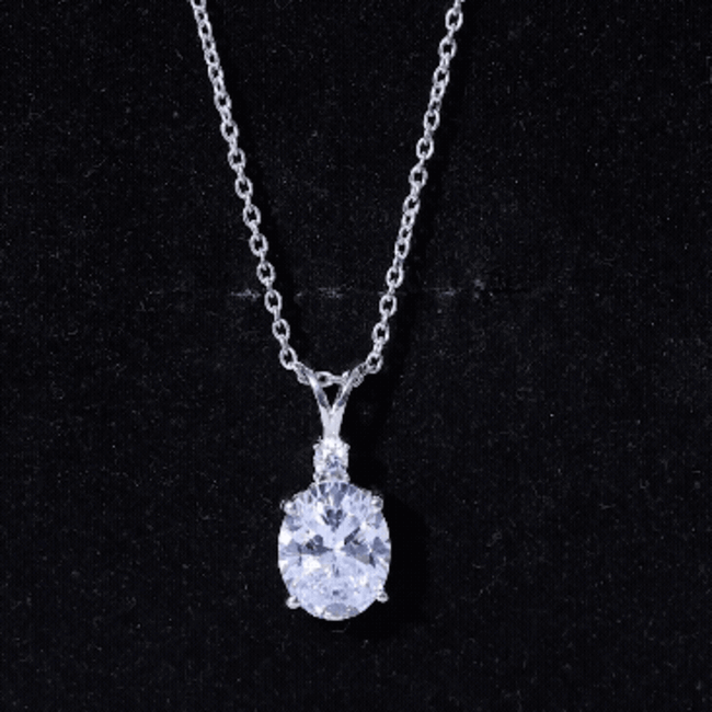 Simulated Diamond Simple Pendant Necklace AAAAA - Rosec Jewels