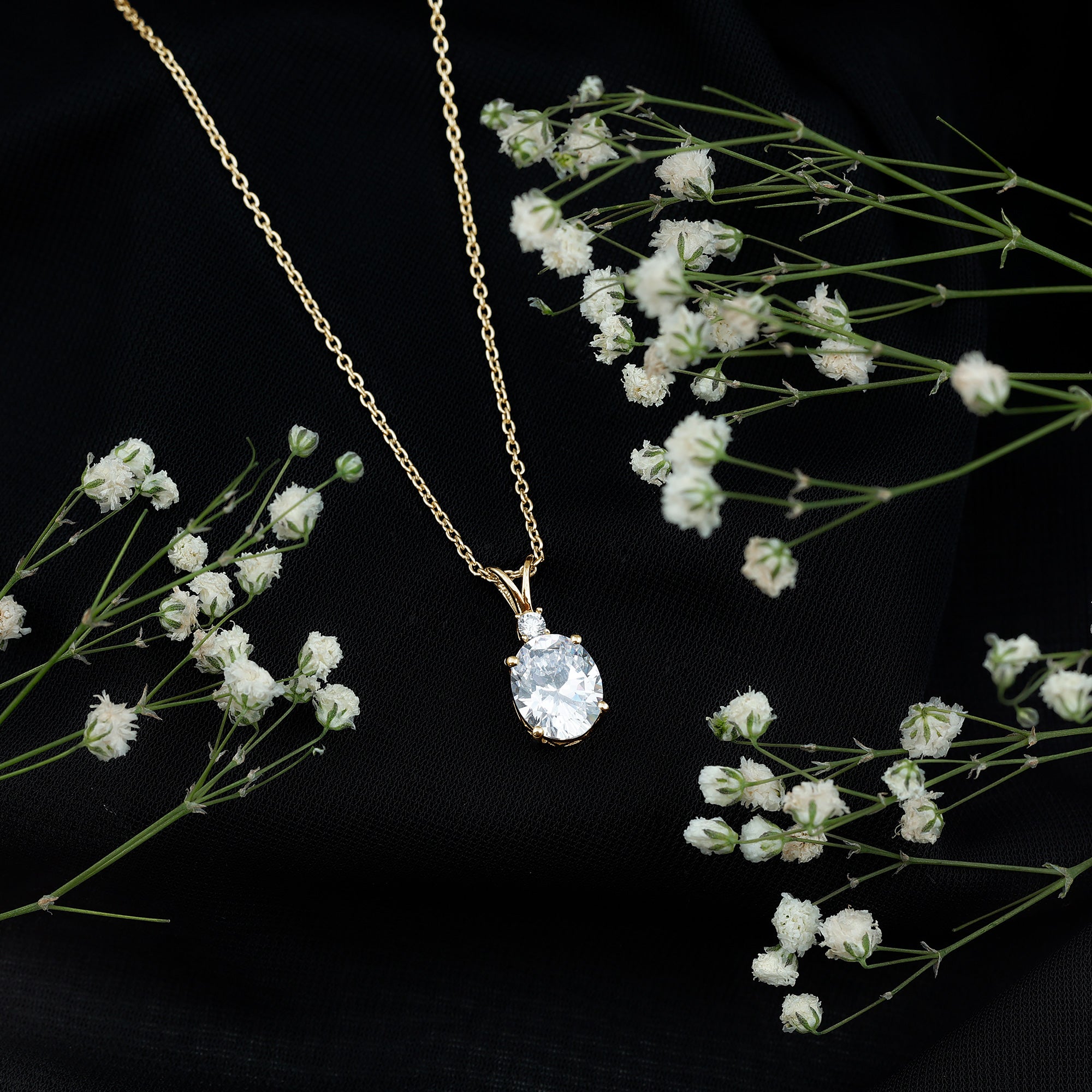 Simulated Diamond Simple Pendant Necklace AAAAA - Rosec Jewels