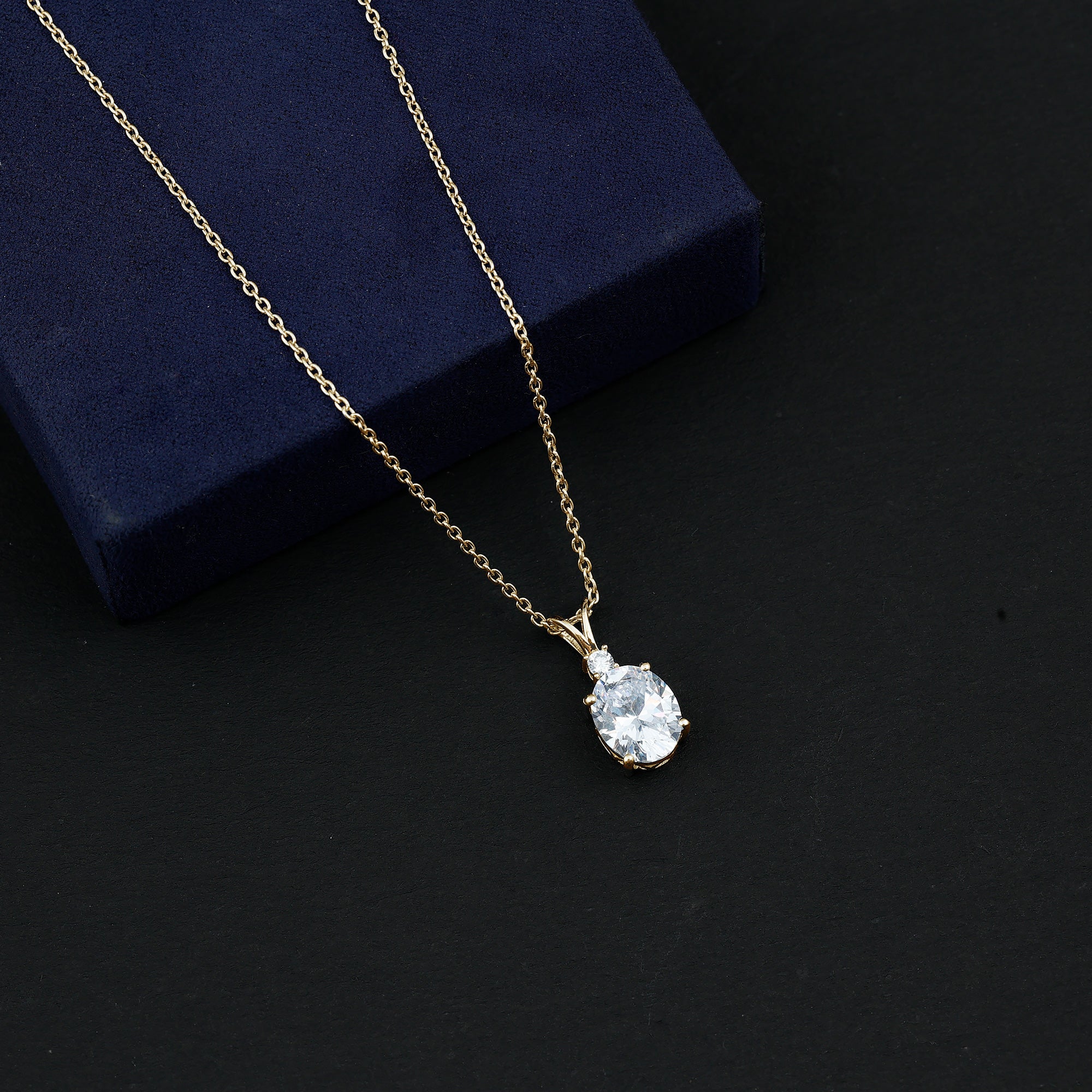 Simulated Diamond Simple Pendant Necklace AAAAA - Rosec Jewels