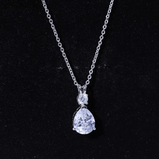 Pear and Round Shaped Zirconia Drop Pendant AAAAA - Rosec Jewels