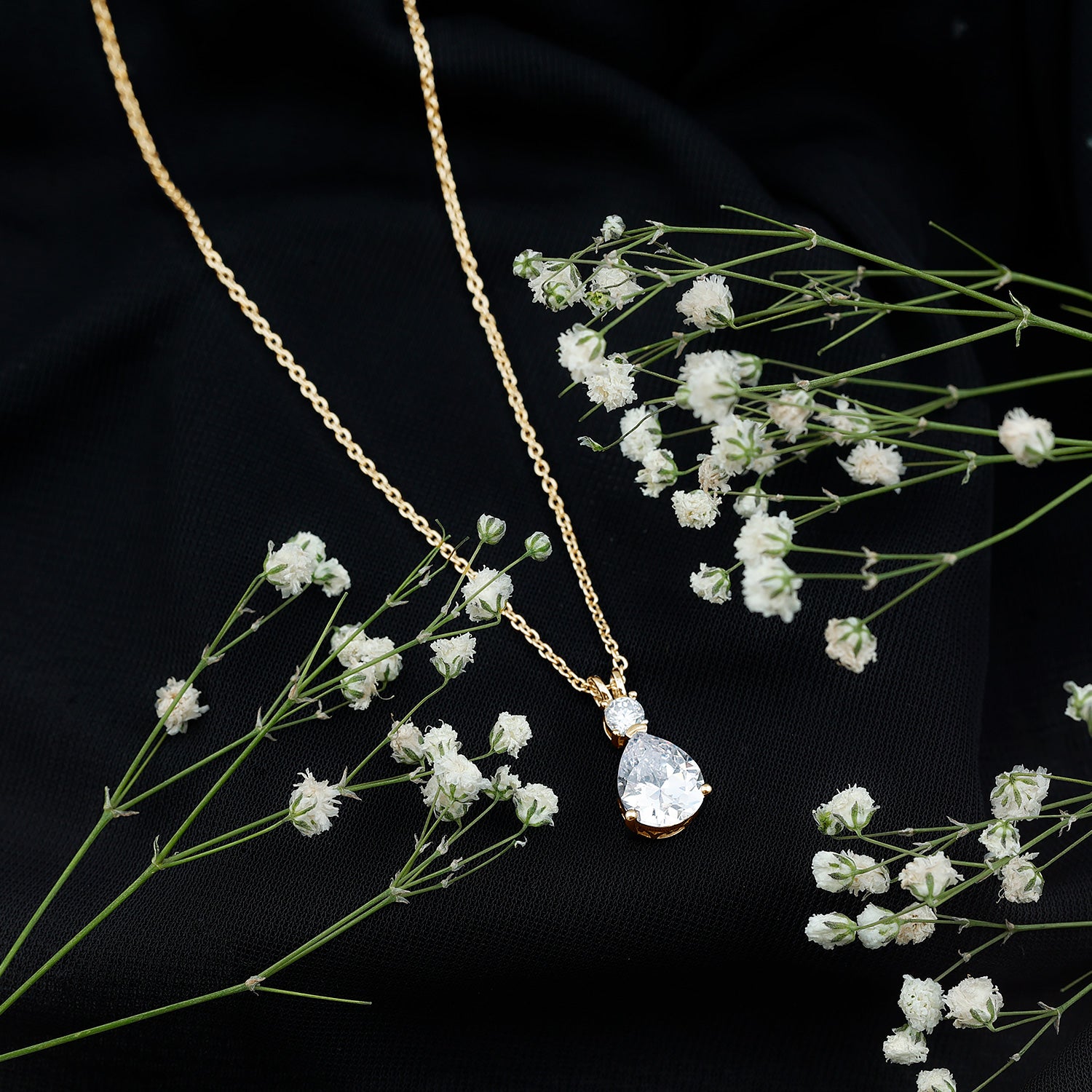 Pear and Round Shaped Zirconia Drop Pendant AAAAA - Rosec Jewels