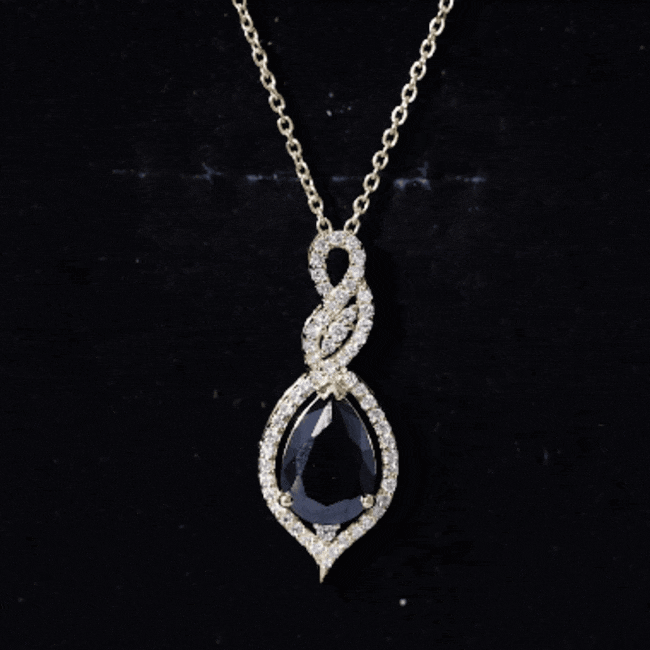 1.75 Carat Pear Shape Black Spinel Statement Necklace with Moissanites AAA - Rosec Jewels