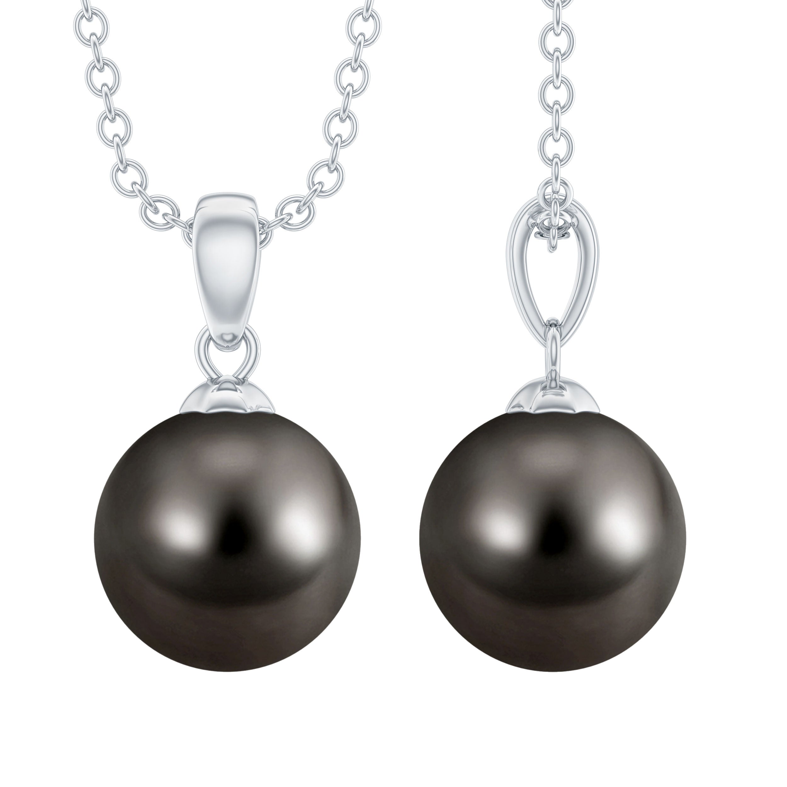 Simple 8 MM Round Tahitian Black Pearl Solitaire Necklace