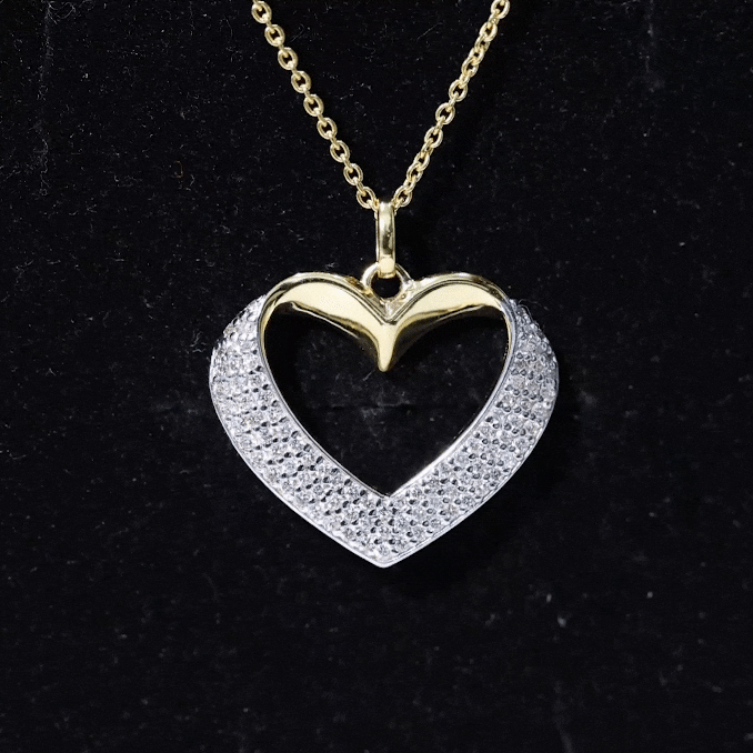 Pave Set Lab Grown Diamond Heart Necklace For Women Lab - ( EF-VS ) - Rosec Jewels