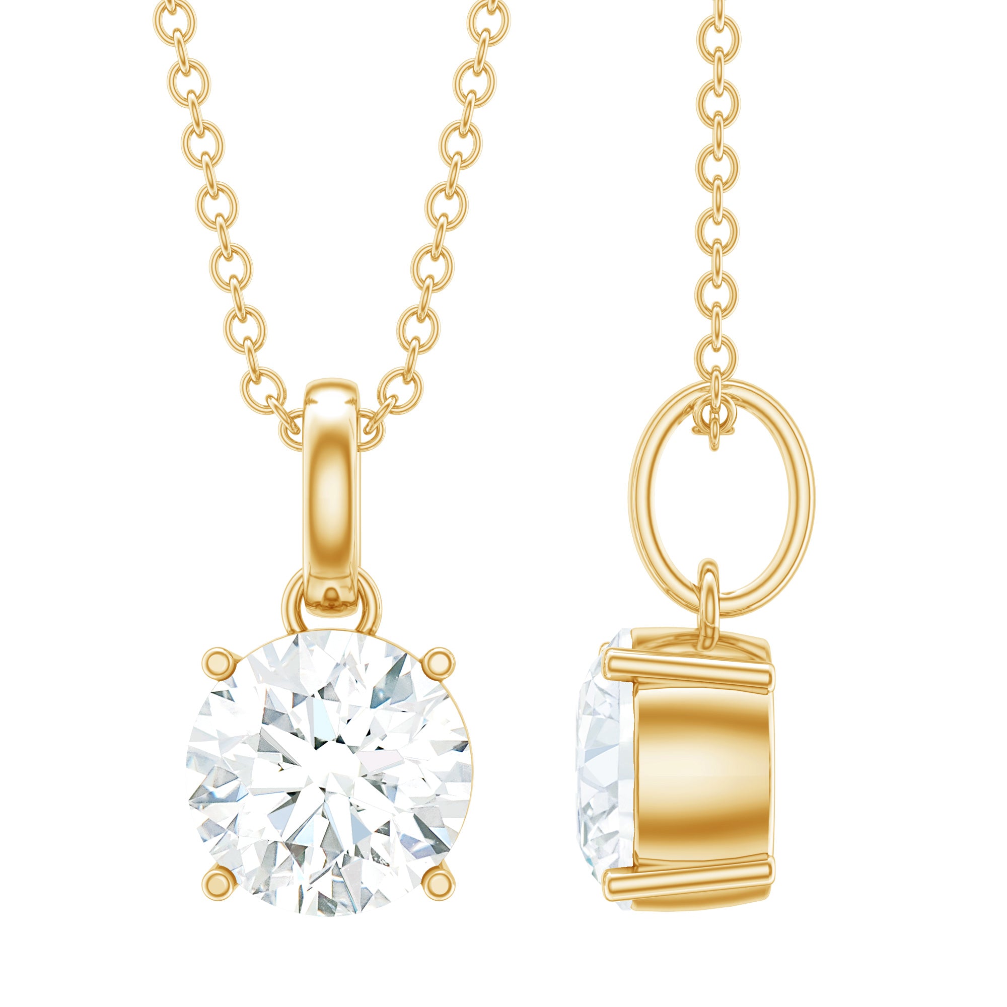 Lab Grown 1 Carat Single Diamond Necklace For Women Lab - ( EF-VS ) - Rosec Jewels
