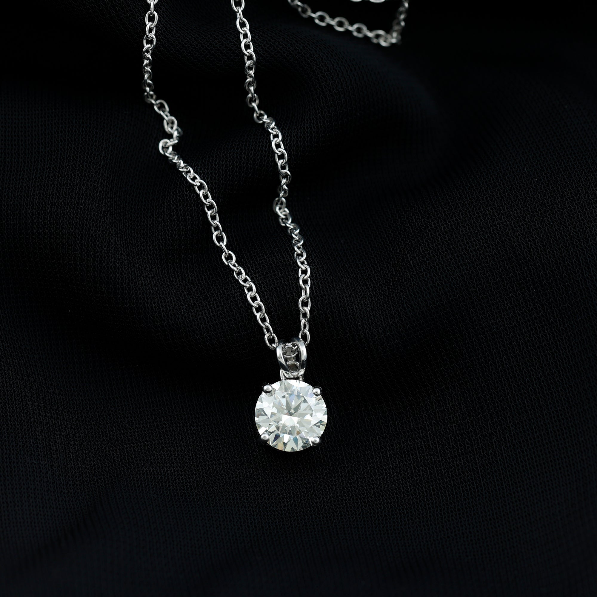 Rosec Jewels-Certified Brilliant Cut Lab Grown 2 Carat Diamond Solitaire Necklace