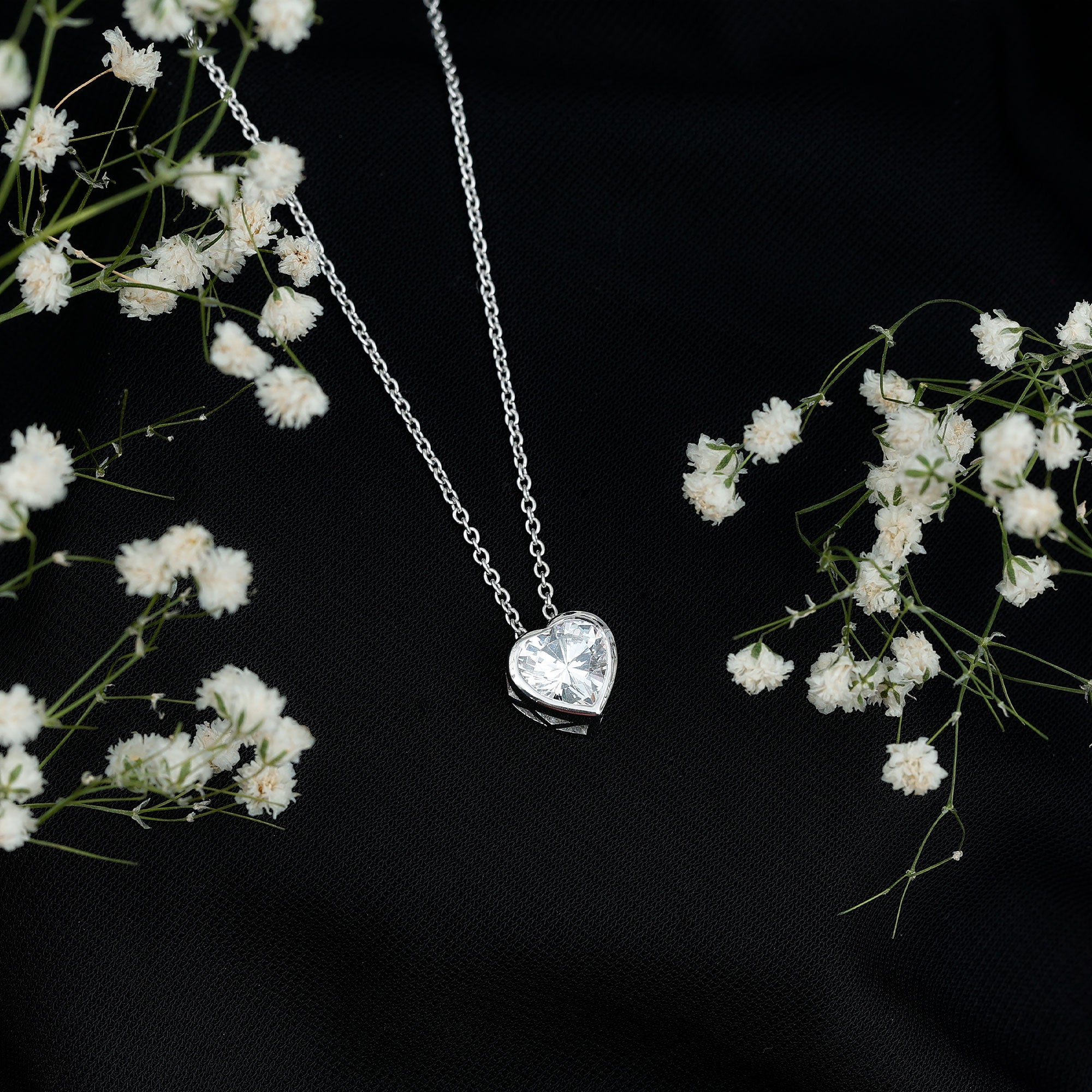 Bezel Set 8mm Lab Grown Diamond Heart Locket Necklace for Women Lab - ( EF-VS ) - Rosec Jewels