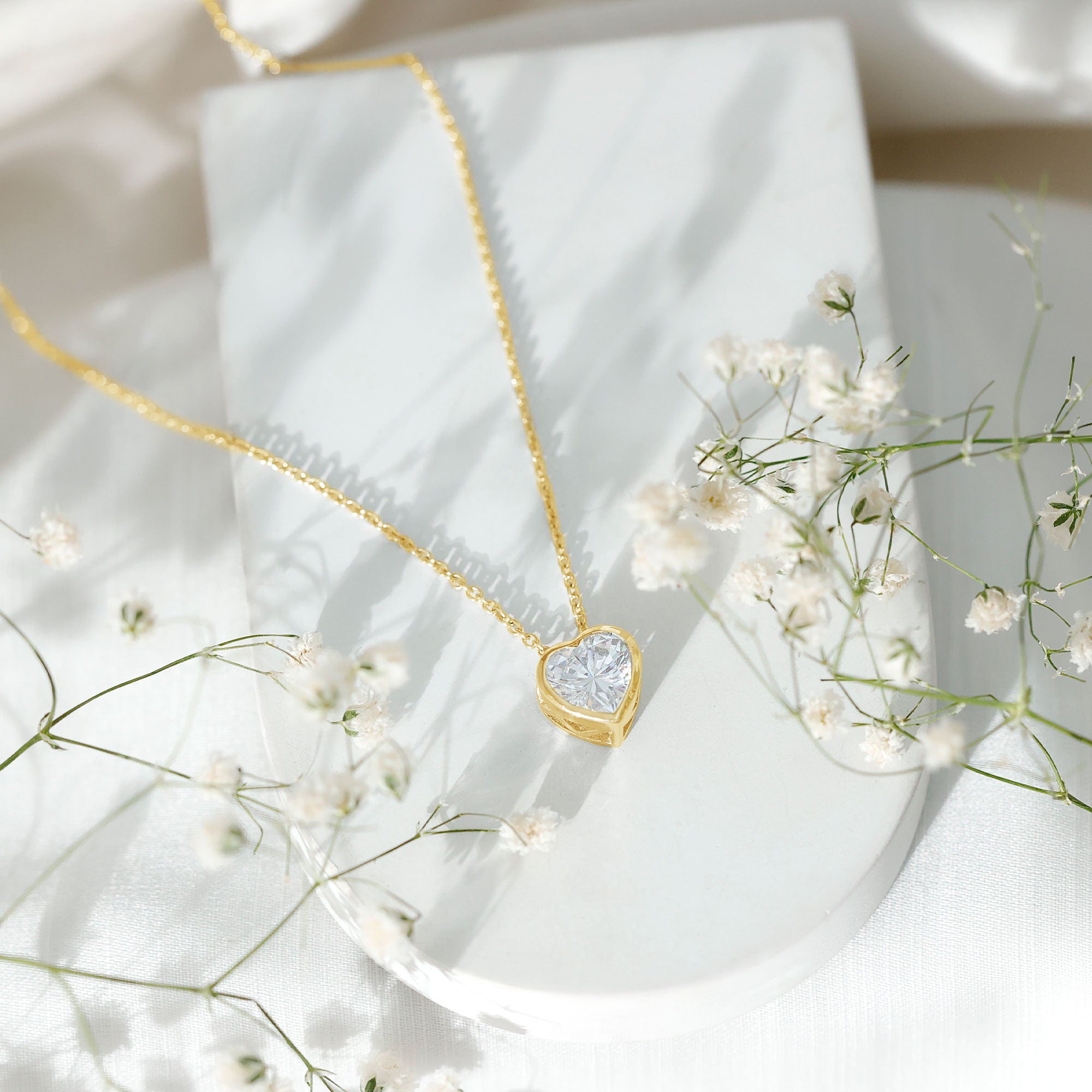 Rosec Jewels-Bezel Set 8mm Lab Grown Diamond Heart Locket Necklace for Women