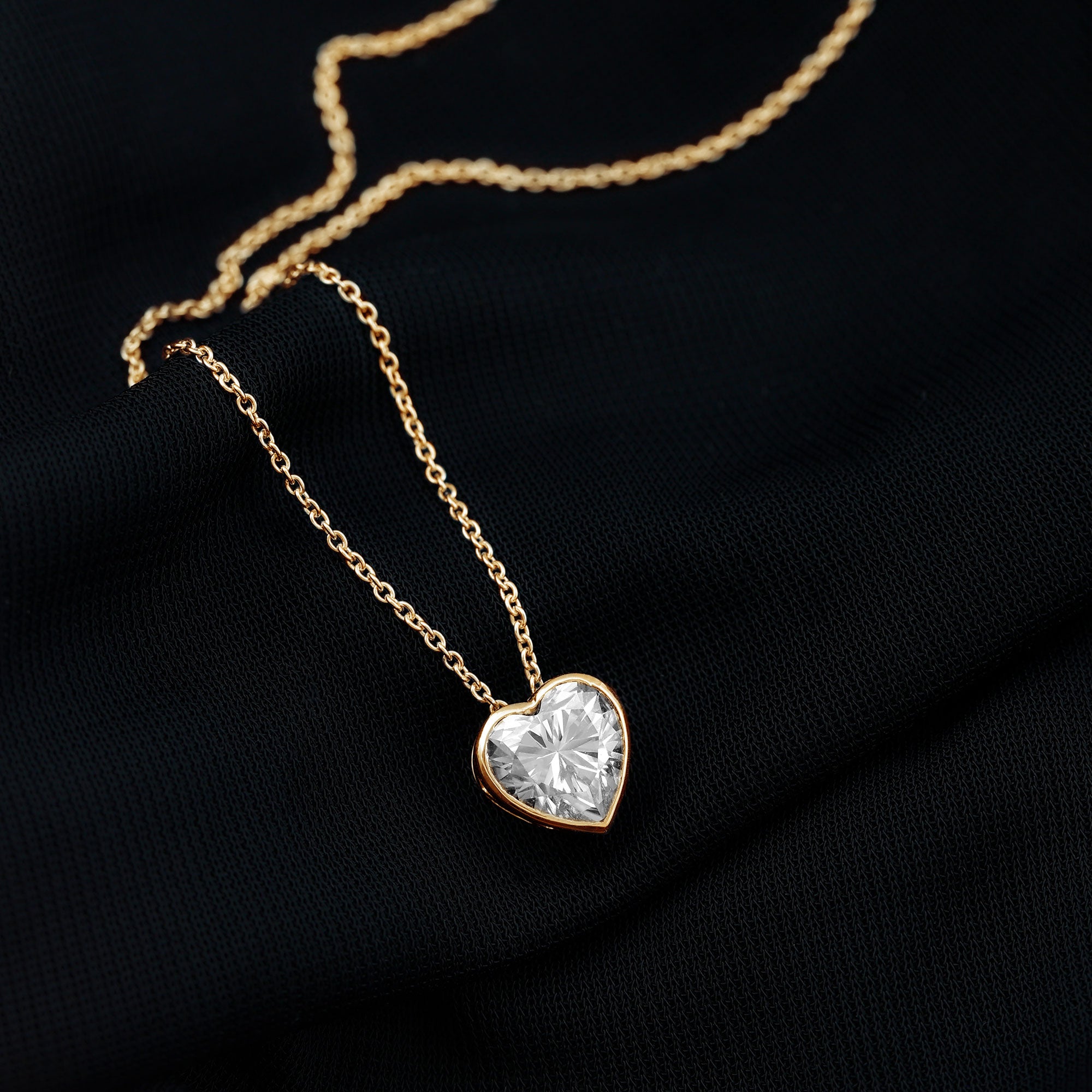 Bezel Set 8mm Lab Grown Diamond Heart Locket Necklace for Women Lab - ( EF-VS ) - Rosec Jewels