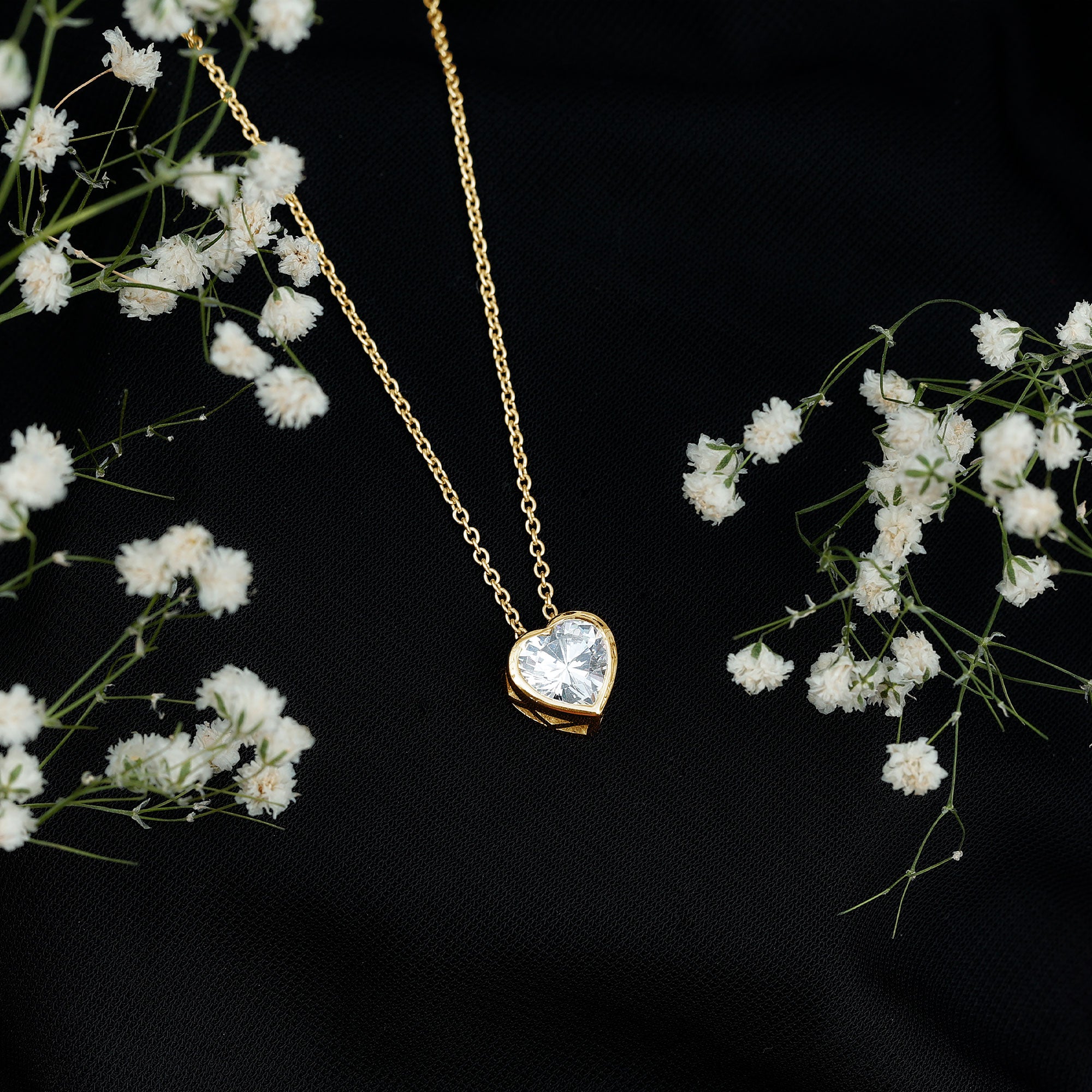 Bezel Set 8mm Lab Grown Diamond Heart Locket Necklace for Women Lab - ( EF-VS ) - Rosec Jewels
