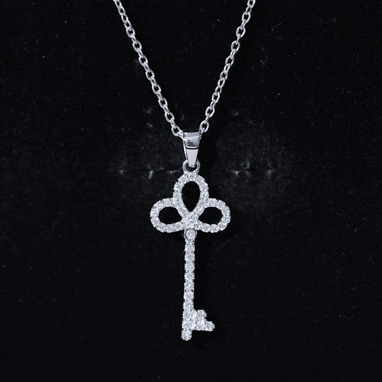 Certified Lab Created Diamond Key To My Heart Necklace Lab - ( EF-VS ) - Rosec Jewels