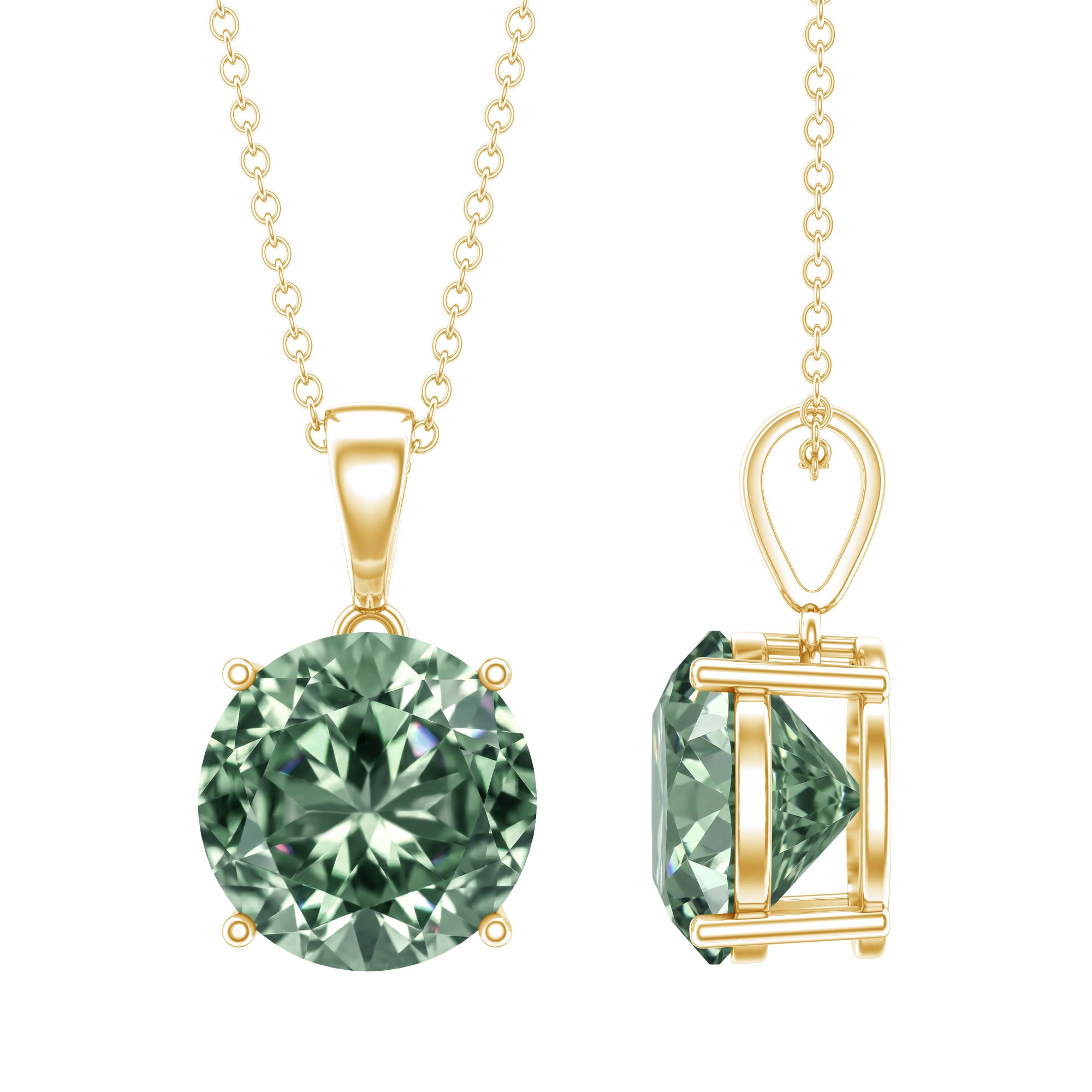 IGI Certified Round Lab Grown Green Diamond Solitaire Necklace 5 Carat Vivid Green - VS1 - Rosec Jewels