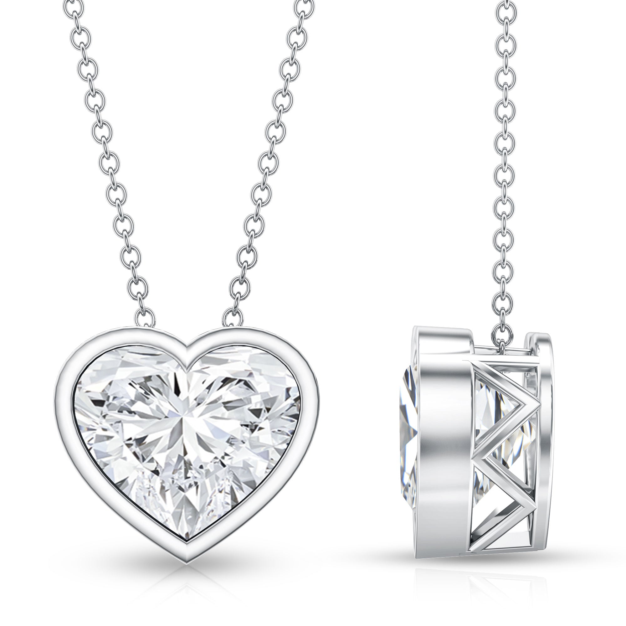 IGI Certified Lab Grown Solitaire Diamond Heart Necklace 4 Carat Lab - ( E-VS1 ) - Rosec Jewels