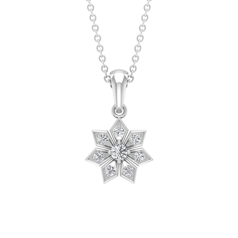 Natural Diamond Flower Pendant Necklace