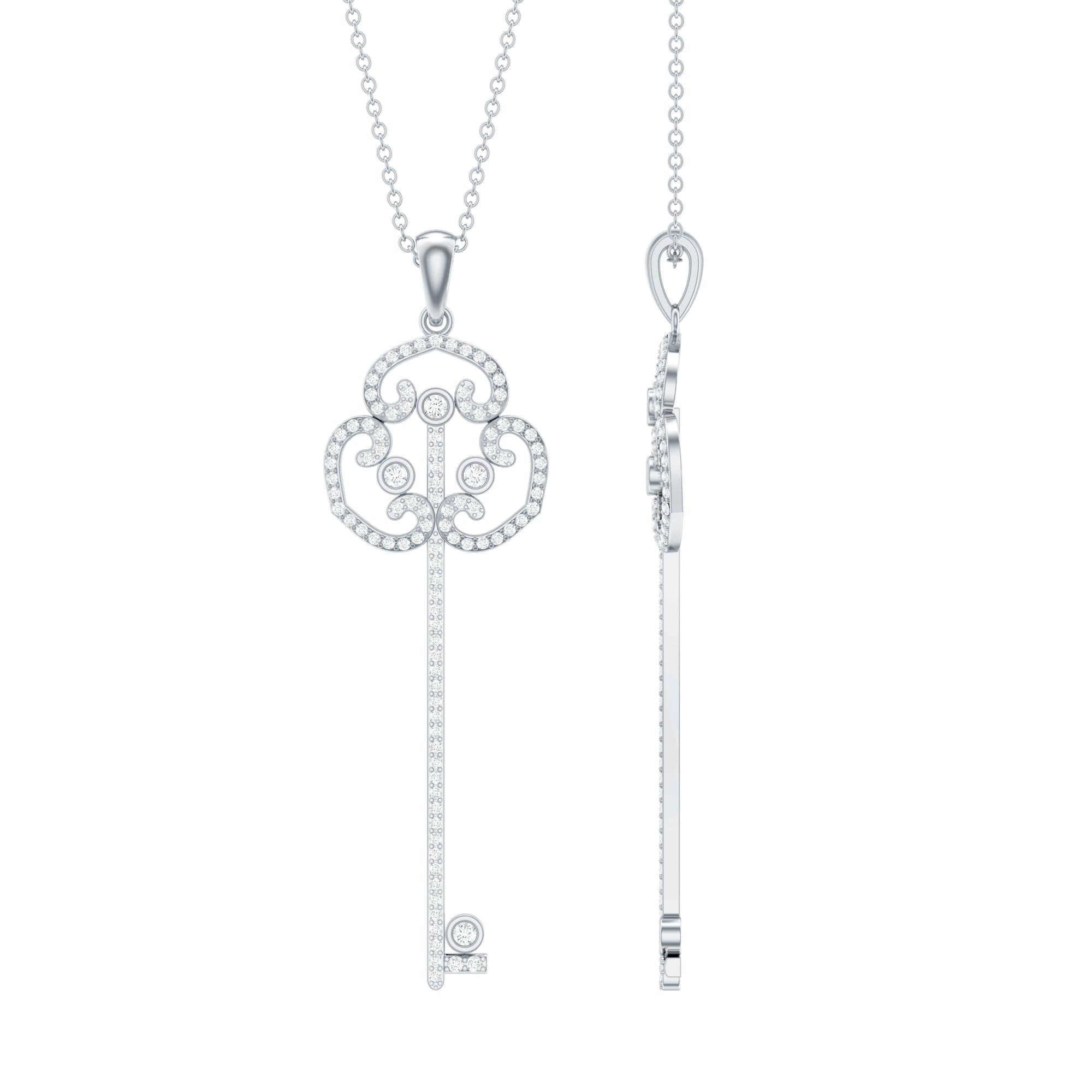 1/2 CT gecertificeerde Moissanite gotische sleutel hanger ketting