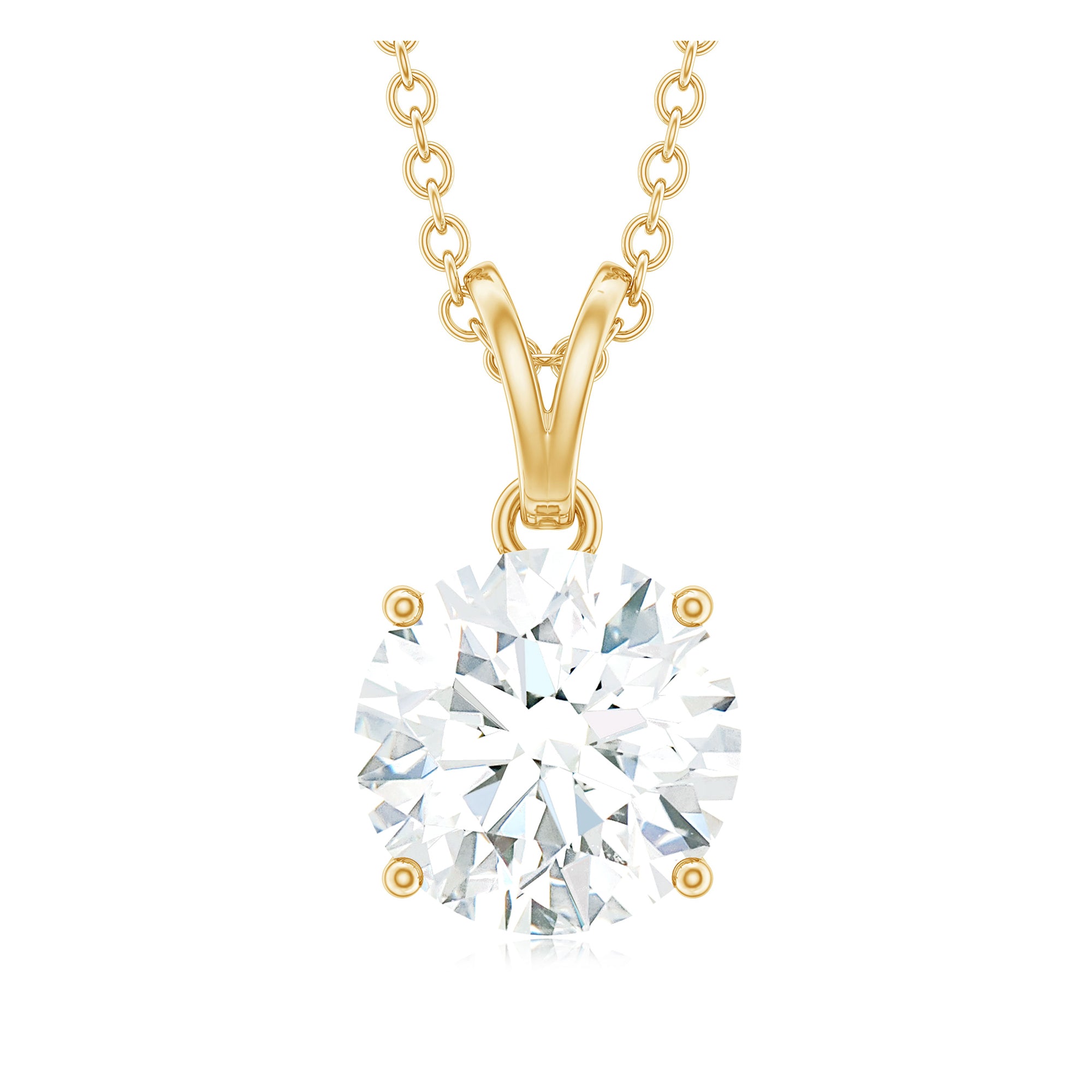 Certified 2 Carat Moissanite Solitaire Pendant Necklace With Chain D-VS1 - Rosec Jewels