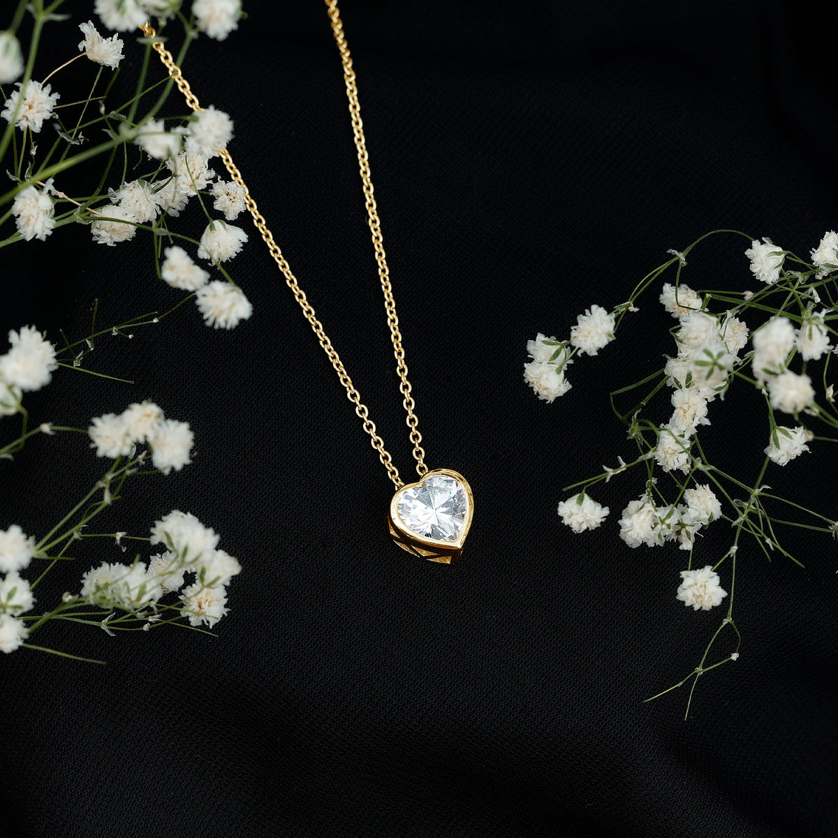 2 Carat Heart Shape Moissanite Solitaire Necklace in Bezel Setting D-VS1 - Rosec Jewels