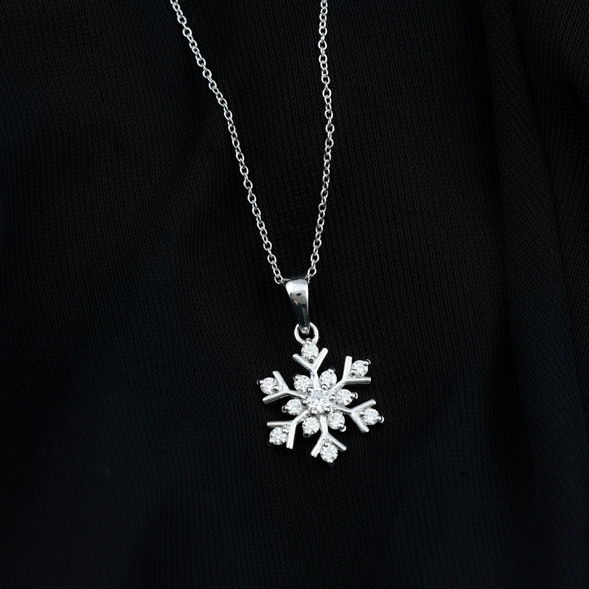 Certified Moissanite Snowflake Pendant Necklace for Women D-VS1 - Rosec Jewels