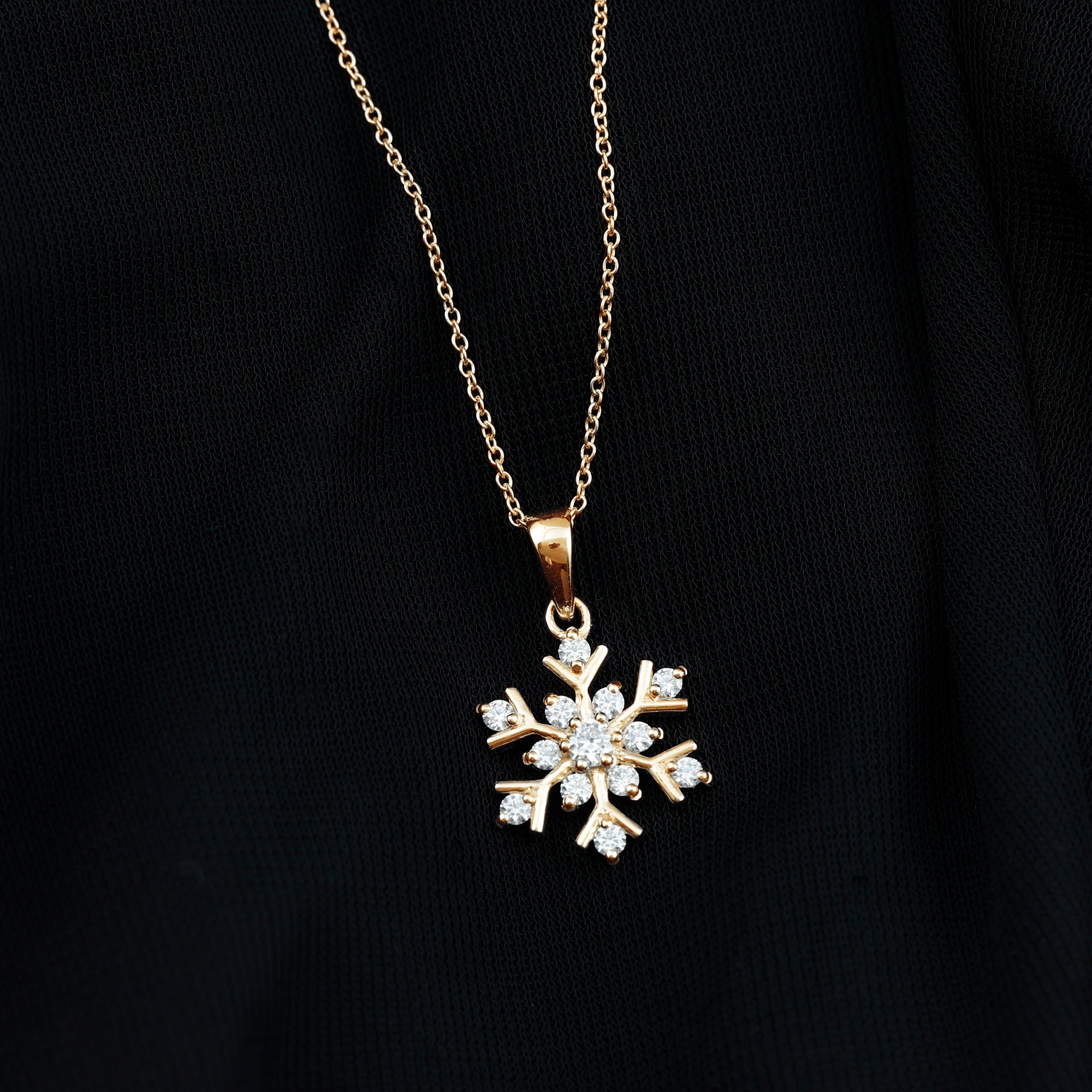 Certified Moissanite Snowflake Pendant Necklace for Women D-VS1 - Rosec Jewels