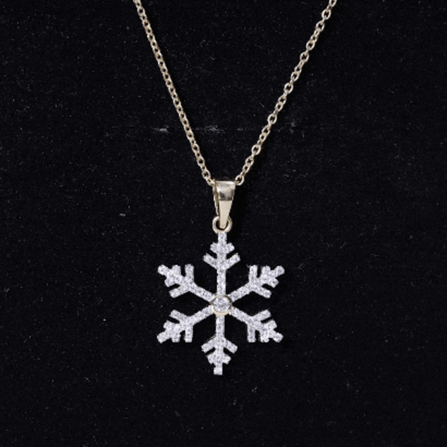Certified Moissanite Frozen Snowflake Pendant Necklace D-VS1 - Rosec Jewels