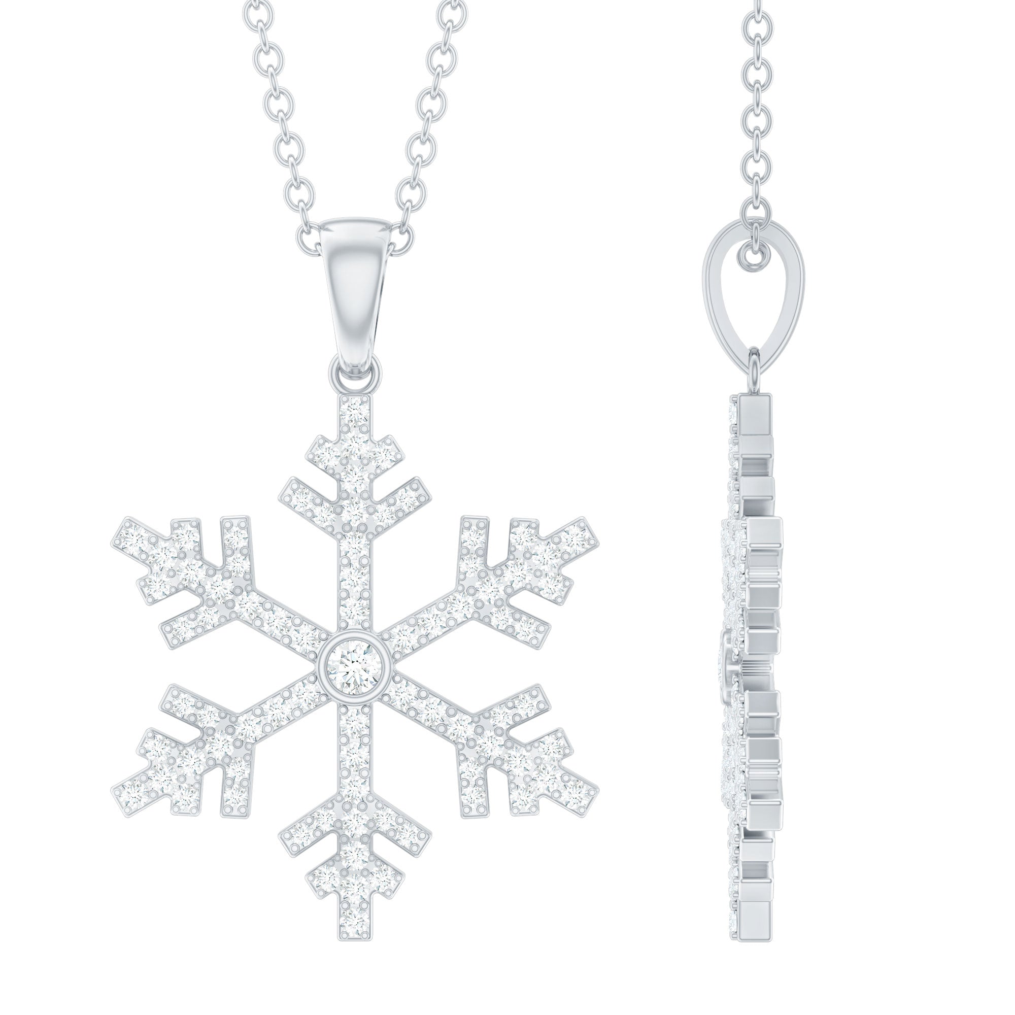 Certified Moissanite Frozen Snowflake Pendant in Gold