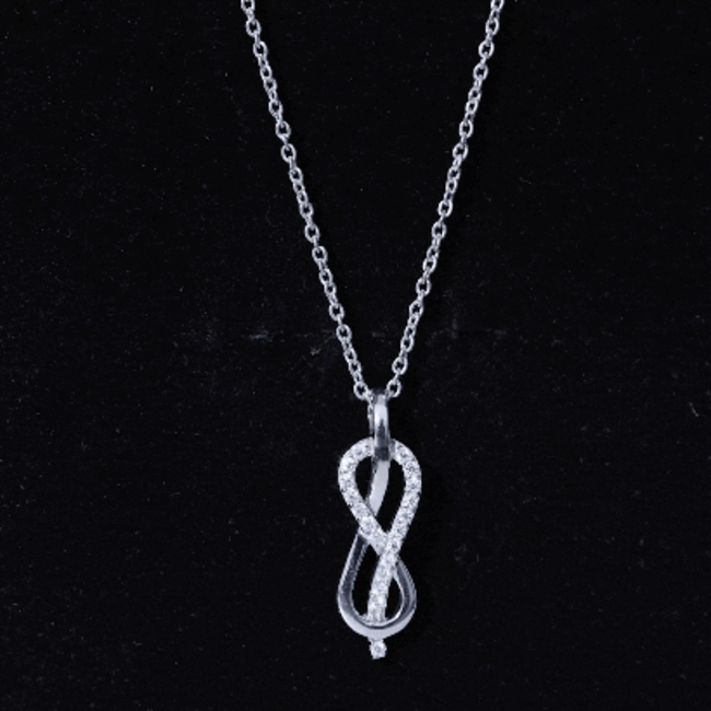 Minimal Moissanite Infinity Knot Pendant Necklace D-VS1 - Rosec Jewels