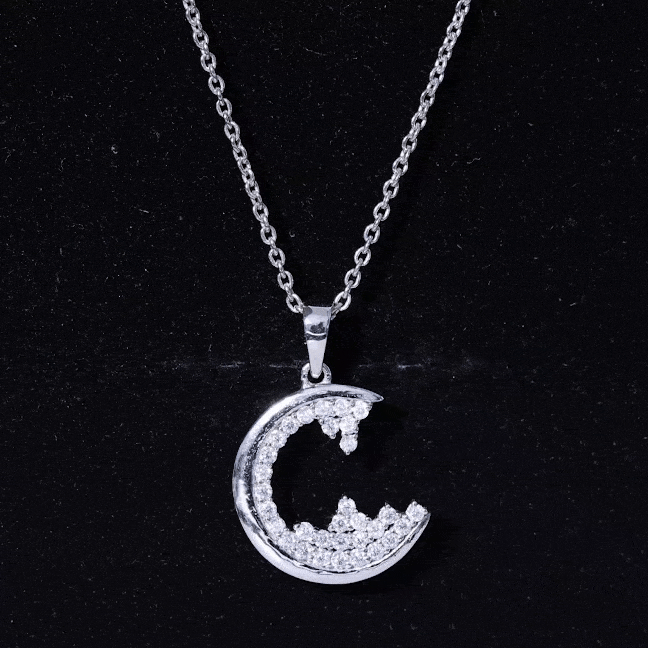 C Initial Necklace with Moissanite Cluster D-VS1 - Rosec Jewels