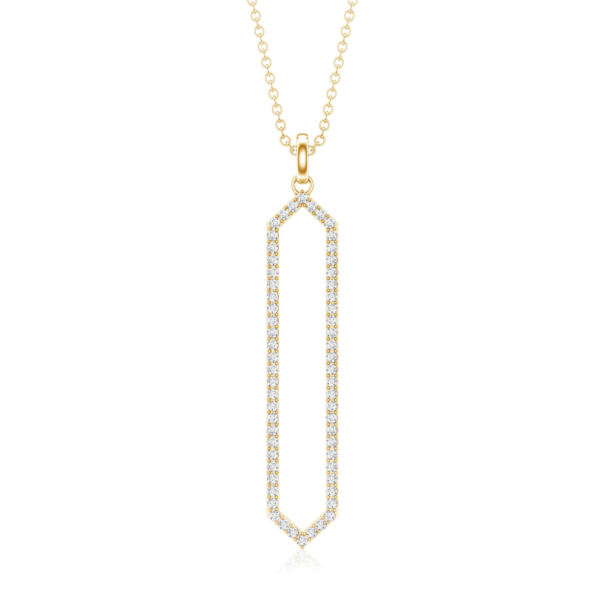 Elongated Hexagonal Moissanite Pendant Necklace with Certificate D-VS1 - Rosec Jewels
