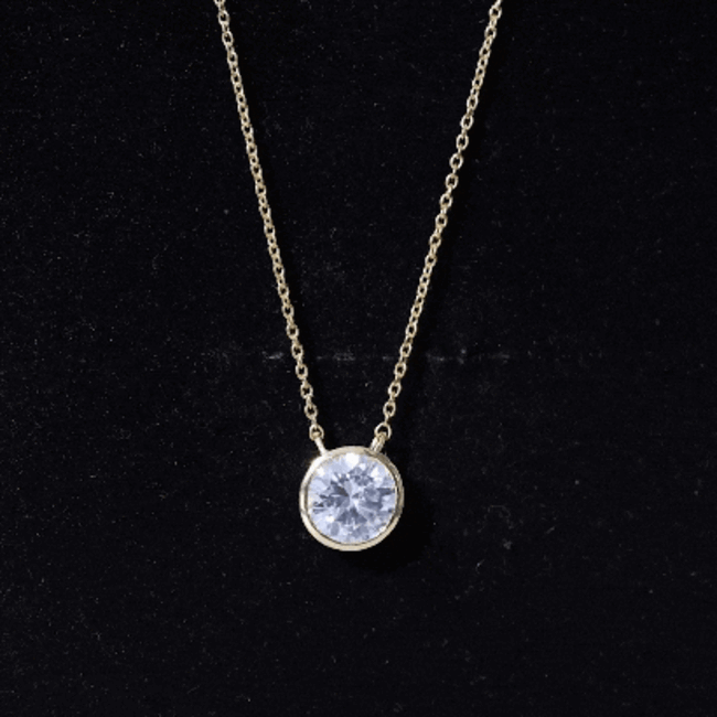 2 Carat Certified Moissanite Solitaire Necklace in Bezel Setting D-VS1 - Rosec Jewels