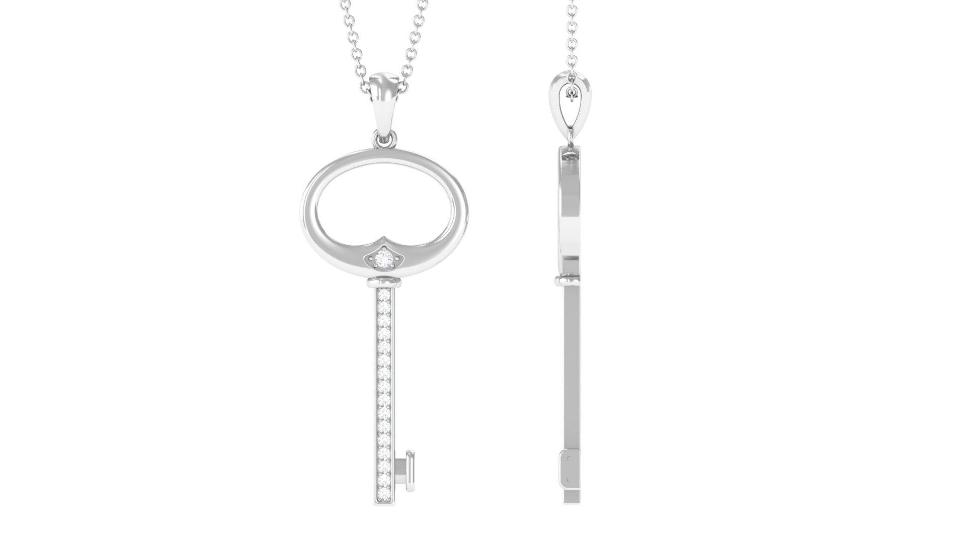 Certified Moissanite Key Modern Pendant Necklace